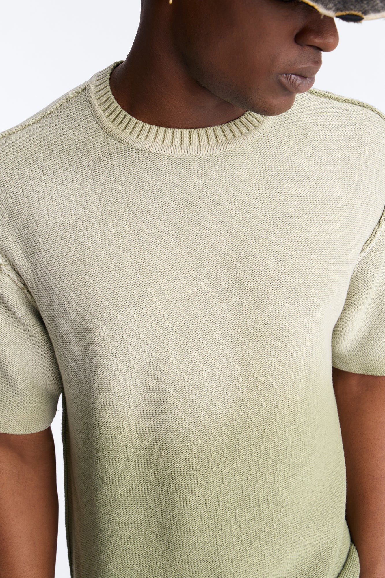 Slouch Ombre Crew Sweater Tee - Olive
