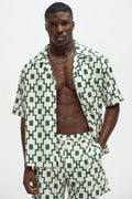 Mosaic Printed Cuban Shirt - Cream/combo
