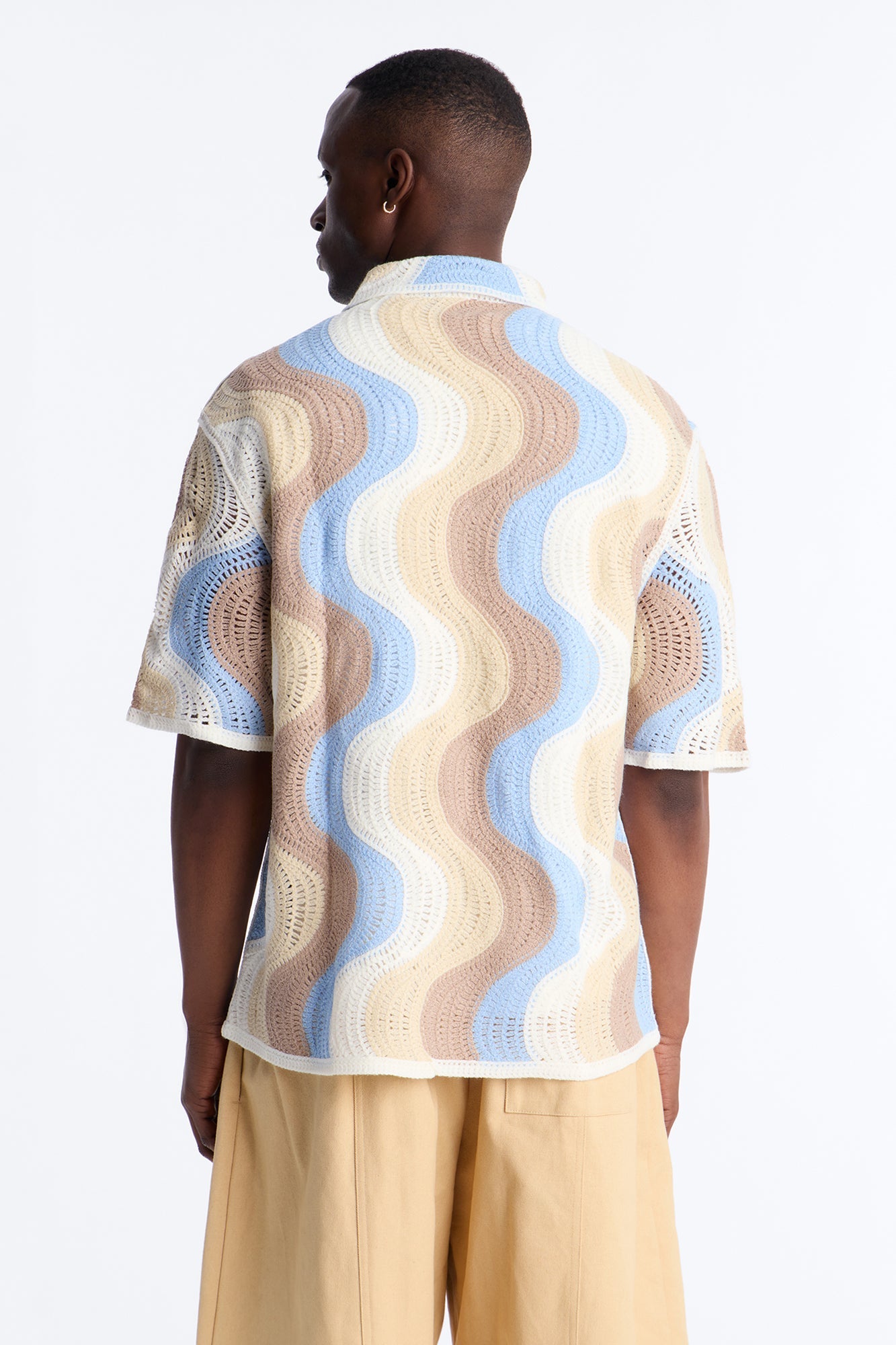 Desert Daze Crochet Short Sleeve Button Up Shirt - Multi Color