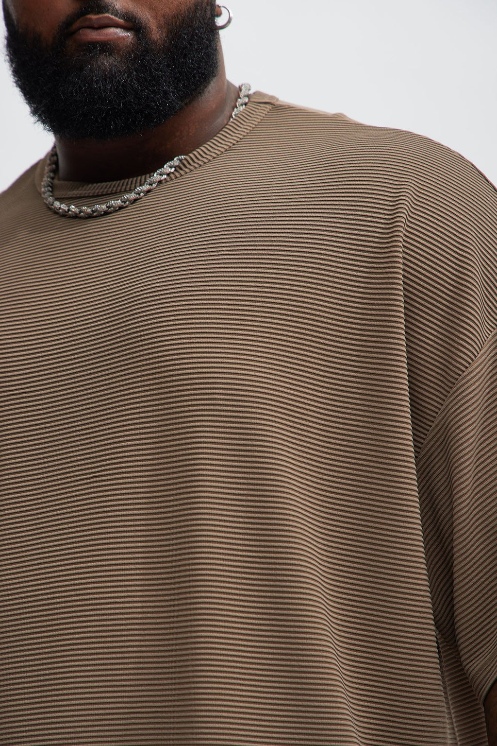 Zyler Textured Boxy Short Sleeve Tee - Taupe
