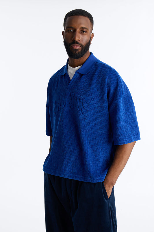 Boxy Cropped Lexington Saints Johnny Collar Polo - Blue