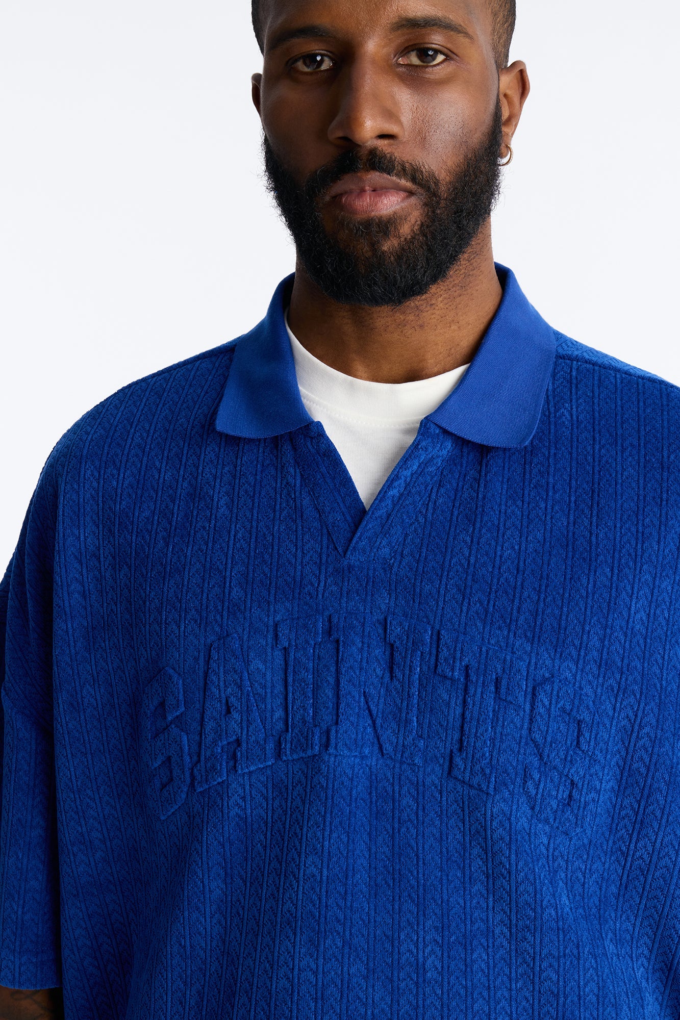 Boxy Cropped Lexington Saints Johnny Collar Polo - Blue