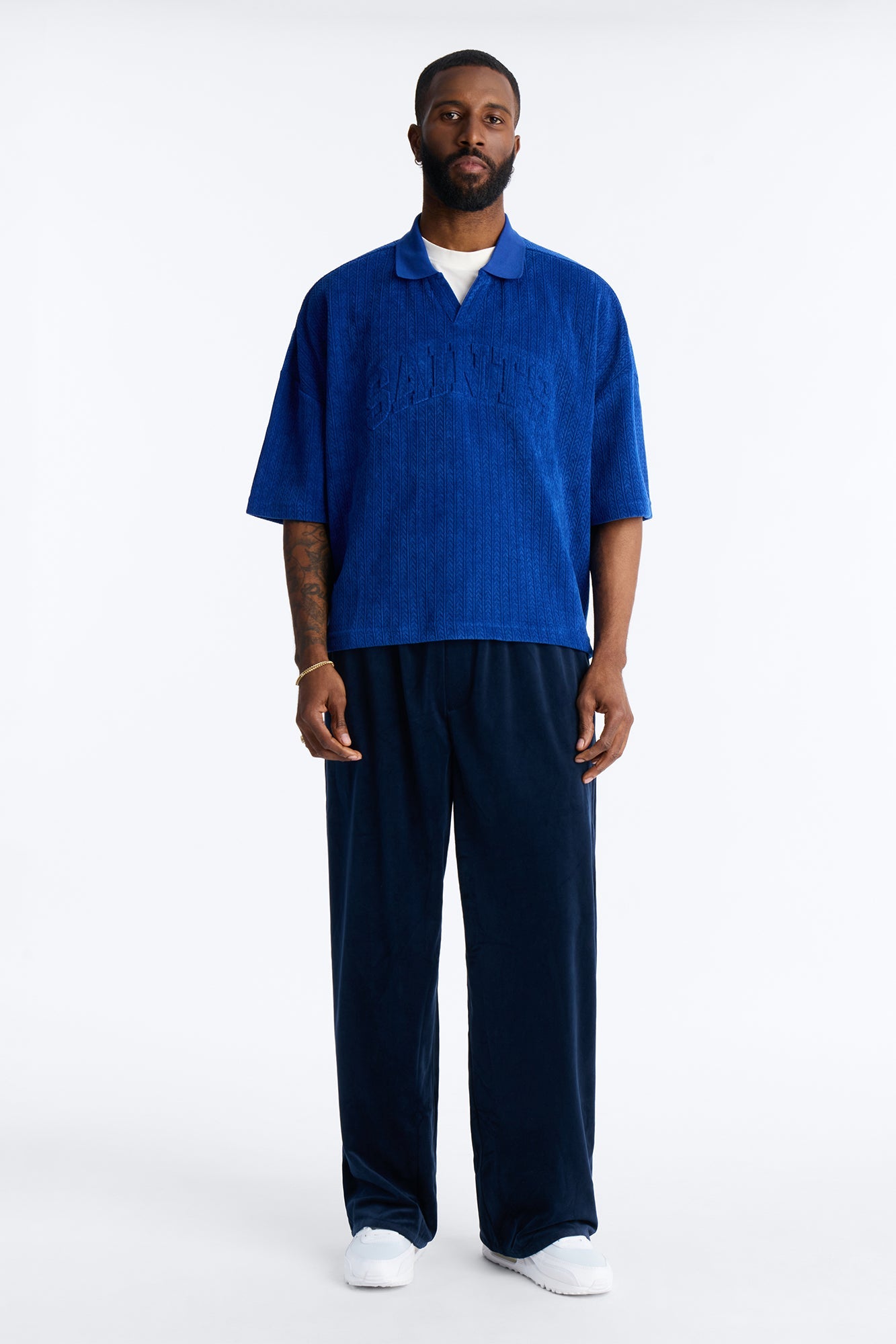 Boxy Cropped Lexington Saints Johnny Collar Polo - Blue