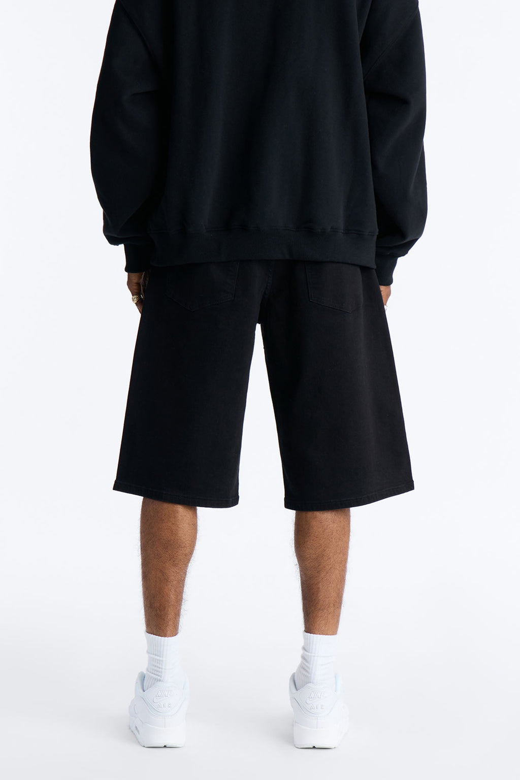 Baggy Drip Bling Denim Short - Black