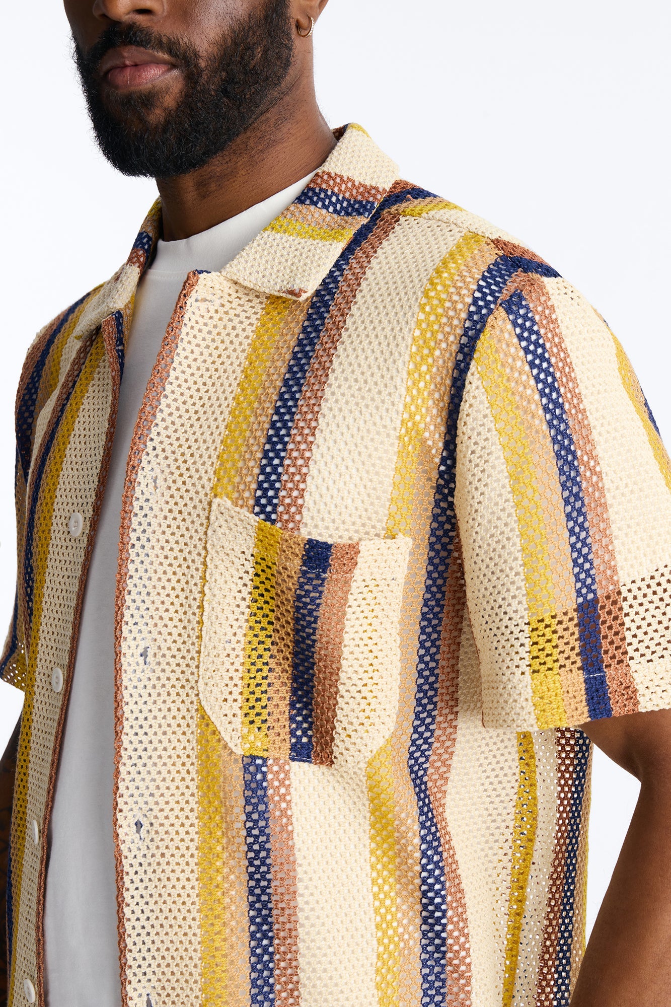 CDMX Crochet Button Up Shirt - Cream