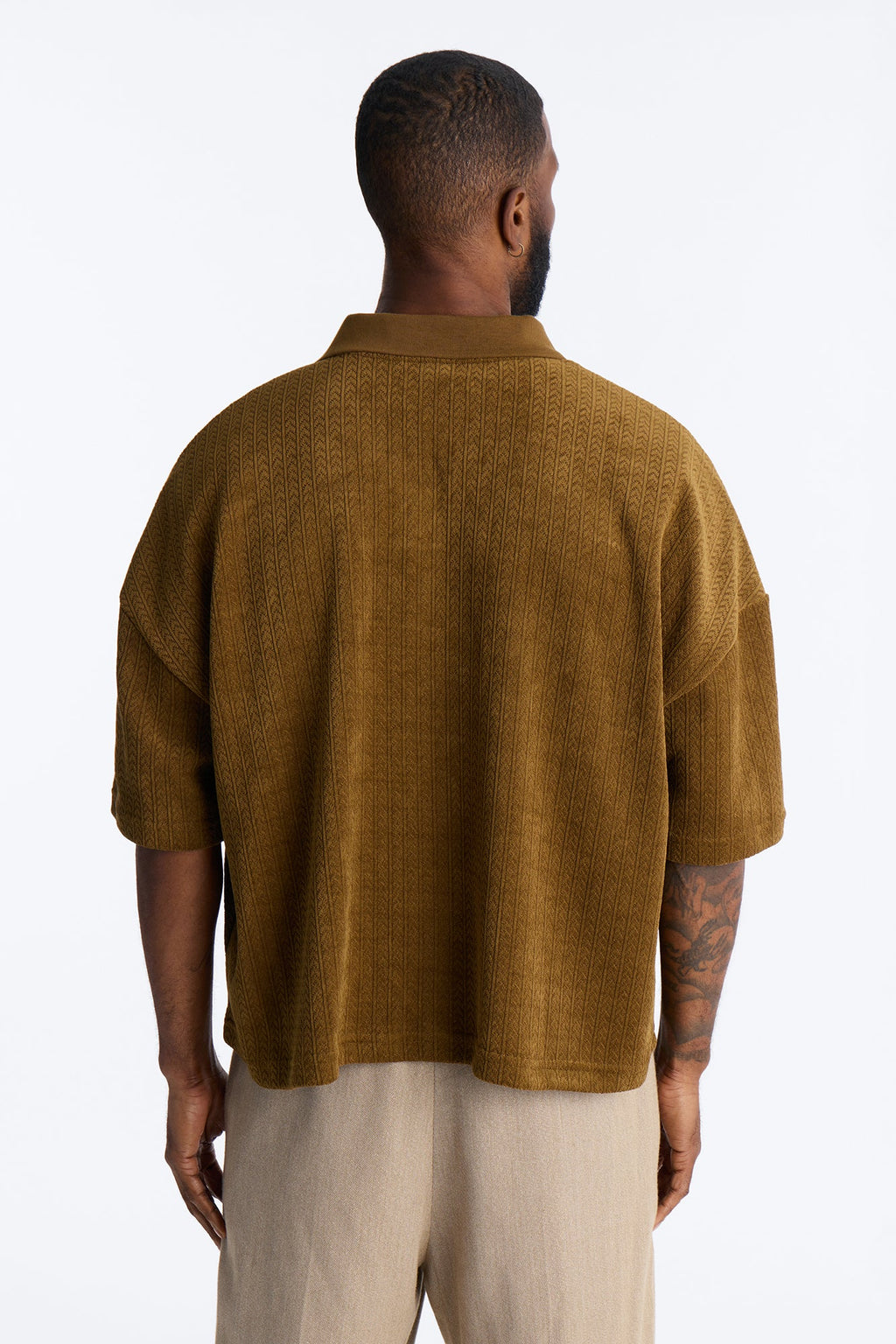 Boxy Cropped Lexington Saints Johnny Collar Polo - Brown