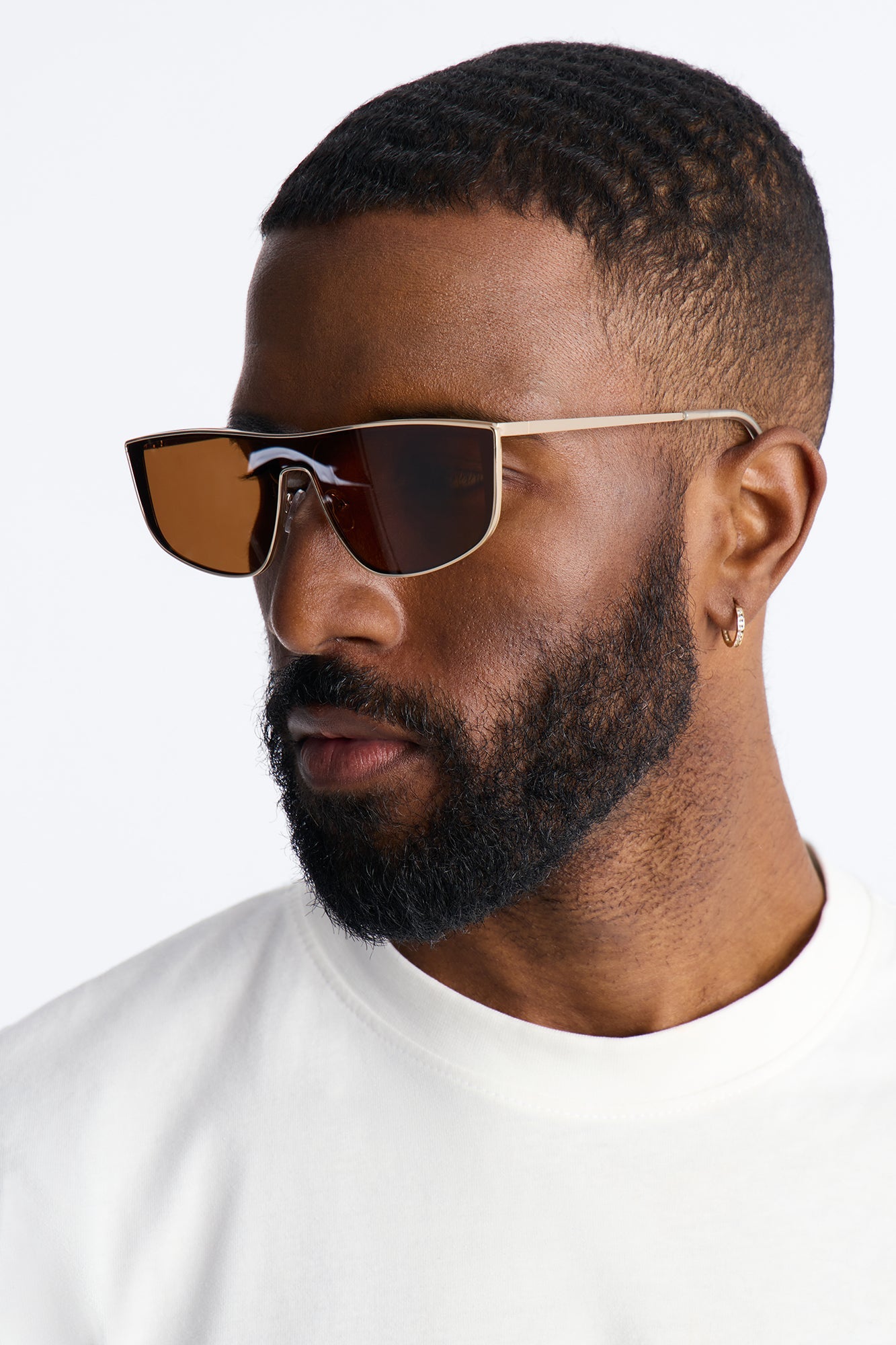 High End Rectangle Metal Sunglasses - Gold
