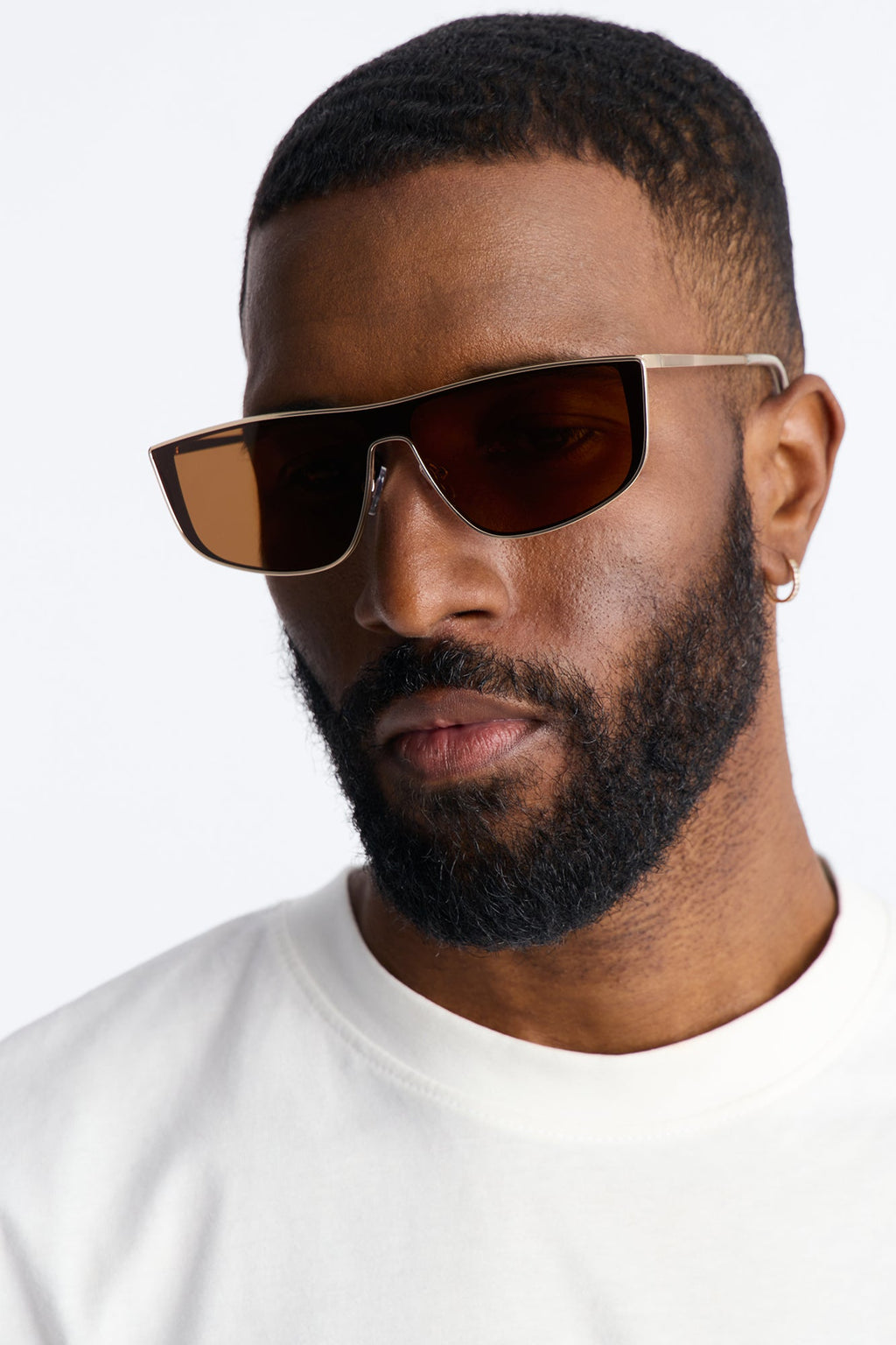 High End Rectangle Metal Sunglasses - Gold