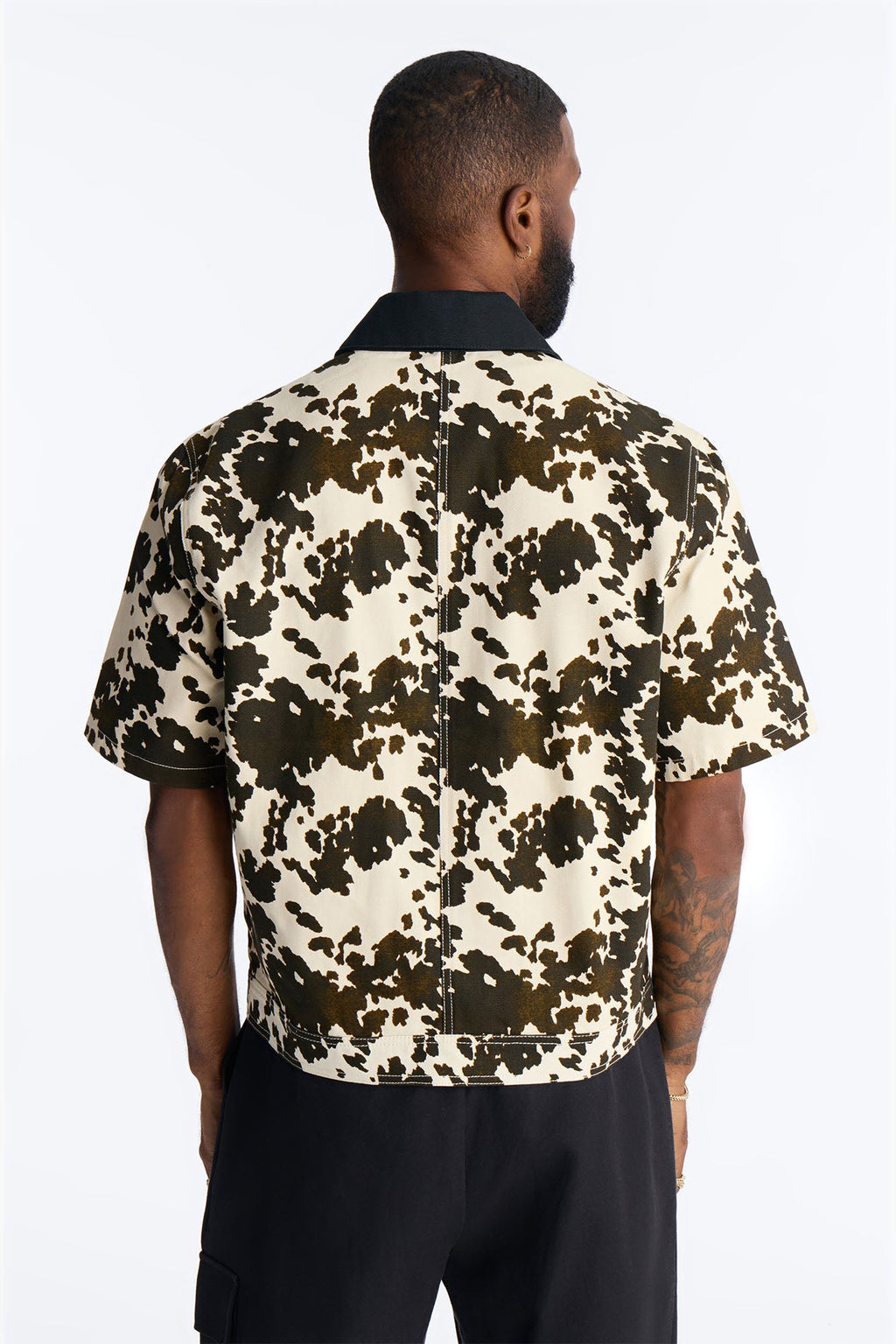 Cropped Roxbury Contrast Collar Shirt - White/combo