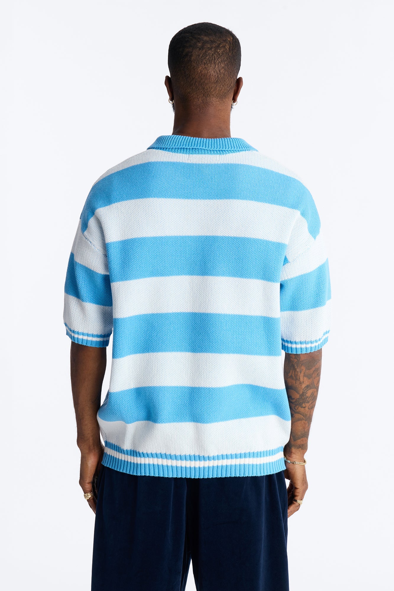 Motion Lines Short Sleeve Polo - Blue