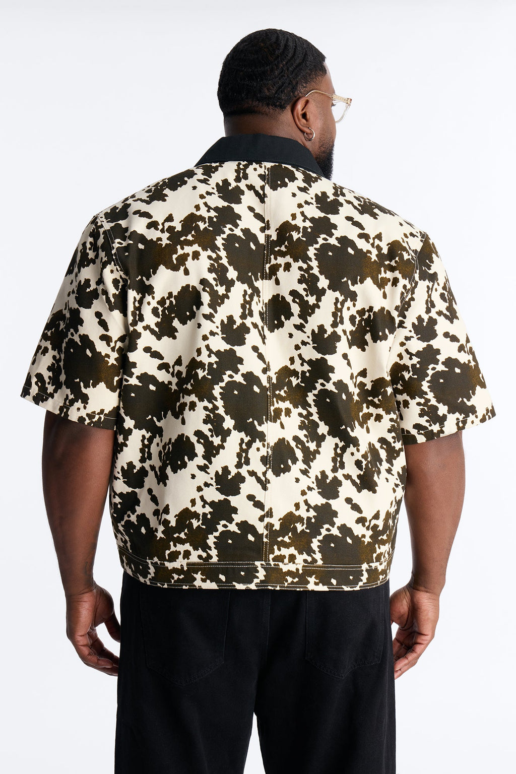 Cropped Roxbury Contrast Collar Shirt - White/combo