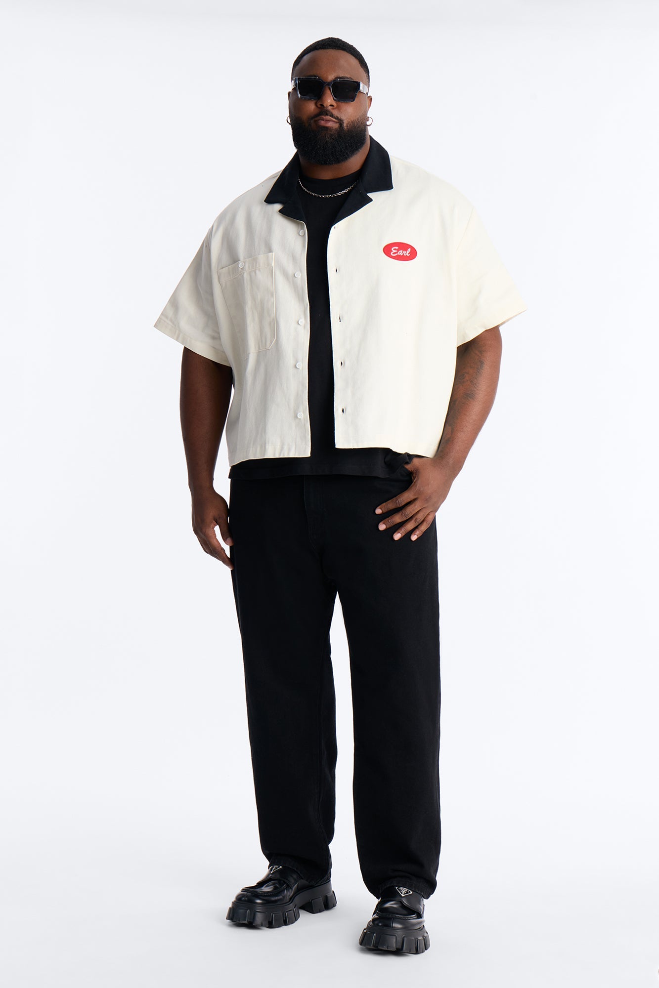 Cropped Rustpoint Mechanic Button Up Shirt - Cream