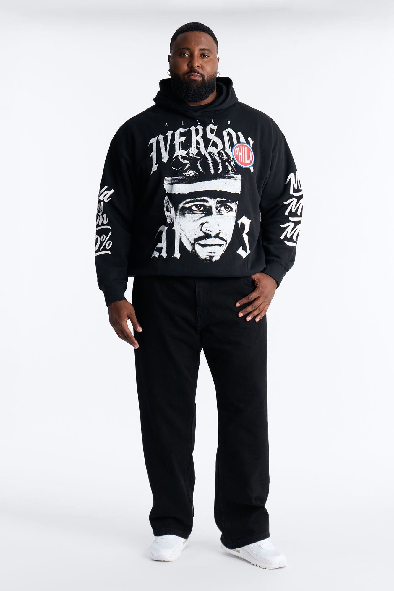 Allen Iverson MVP Embroidery Patch Oversized Hoodie - Black