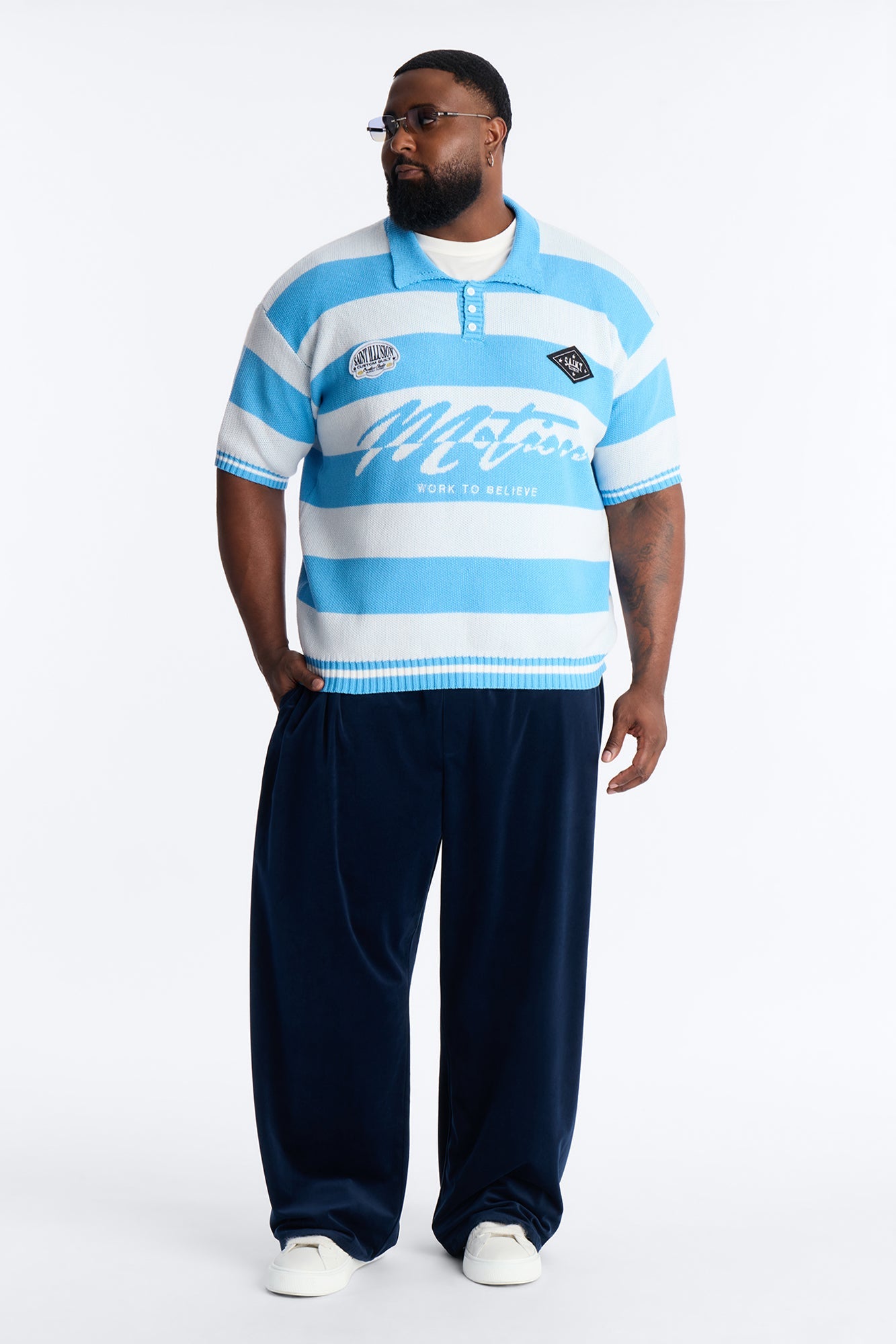 Motion Lines Short Sleeve Polo - Blue