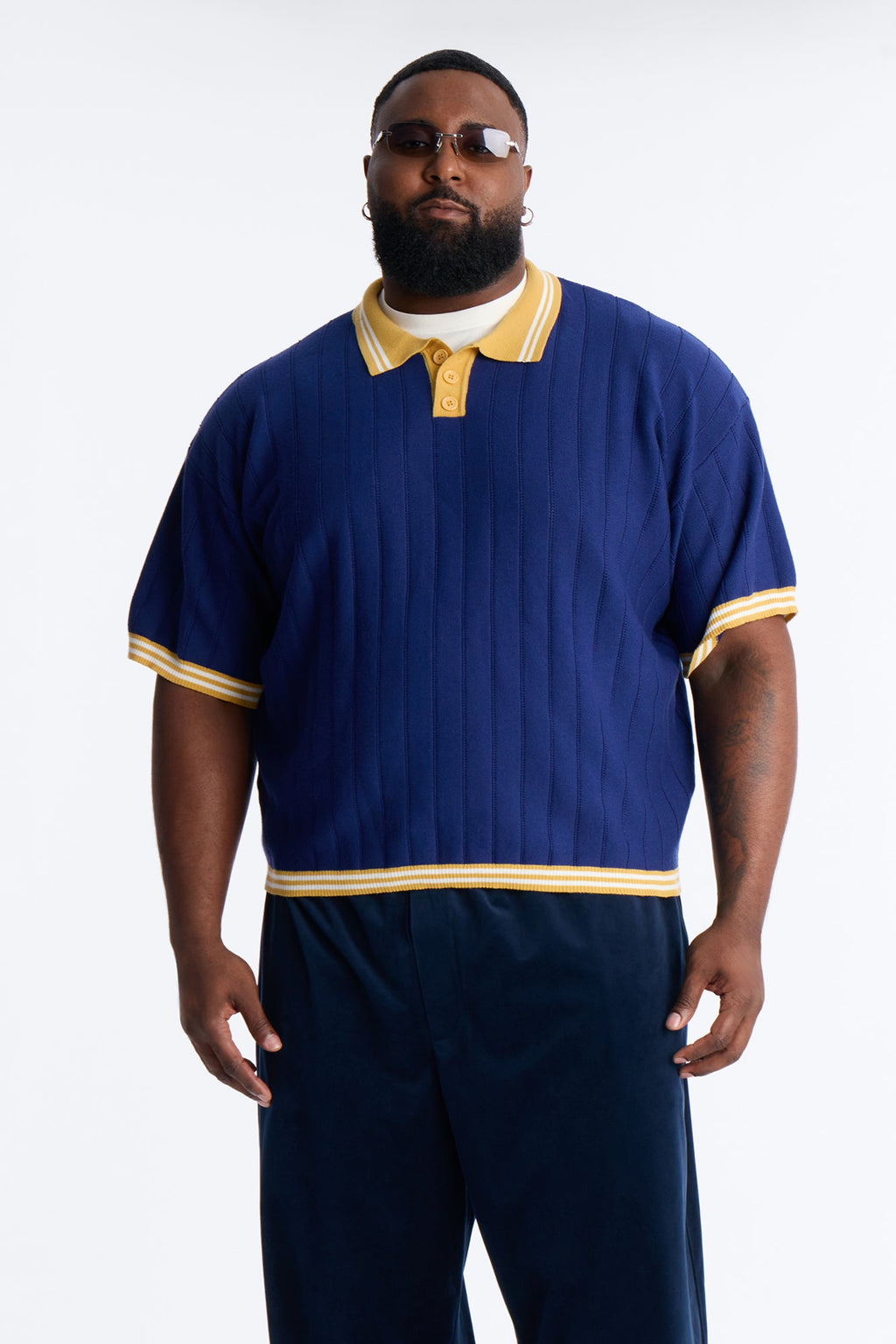 Singleton Short Sleeve Knit Polo - Navy
