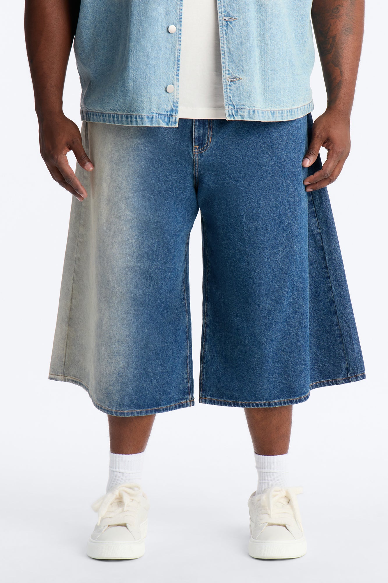 Super Baggy Spitline Denim Short - Vintage Blue Wash