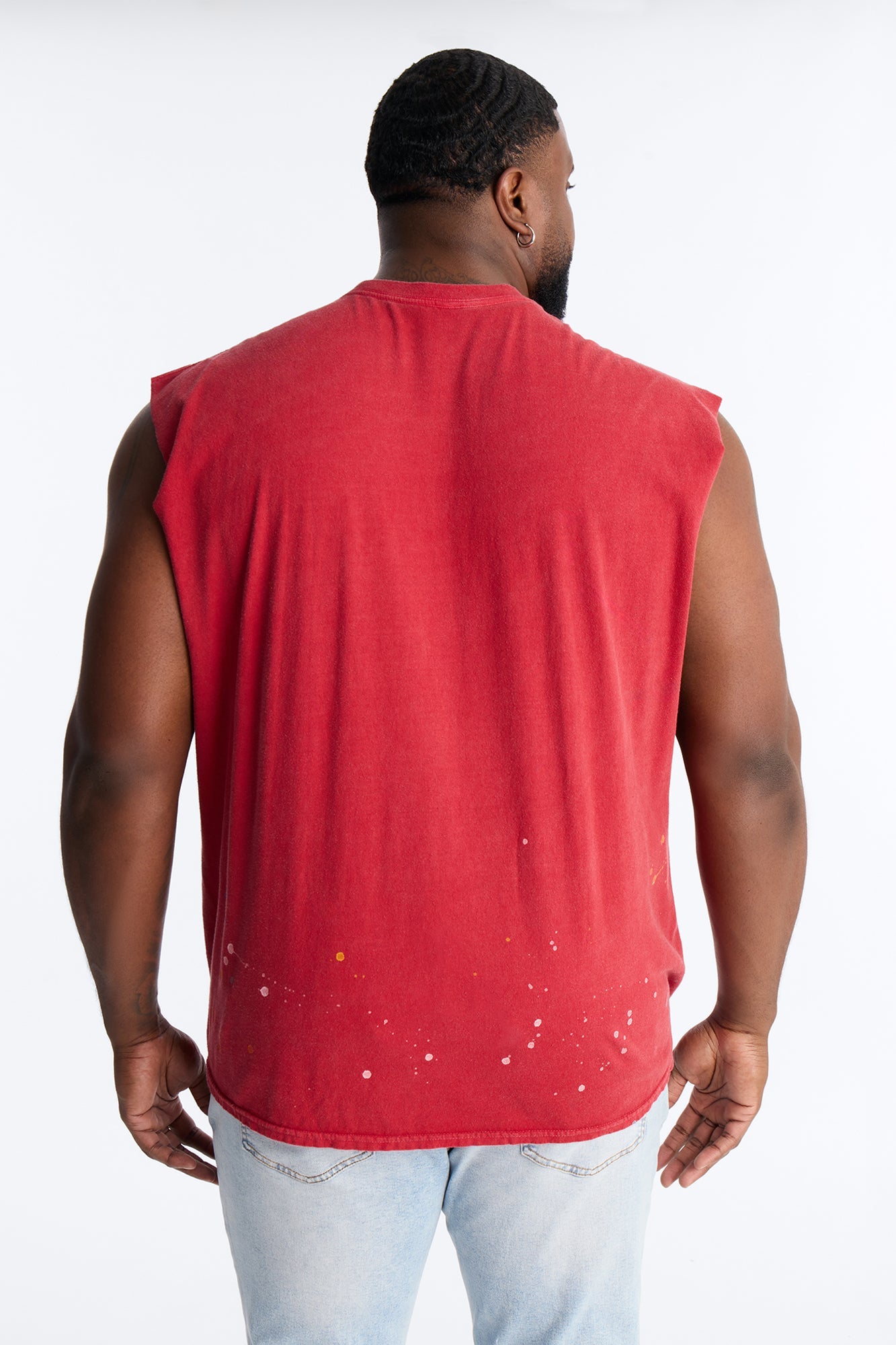Lava Fall Paint Splatter Muscle Tee - Red
