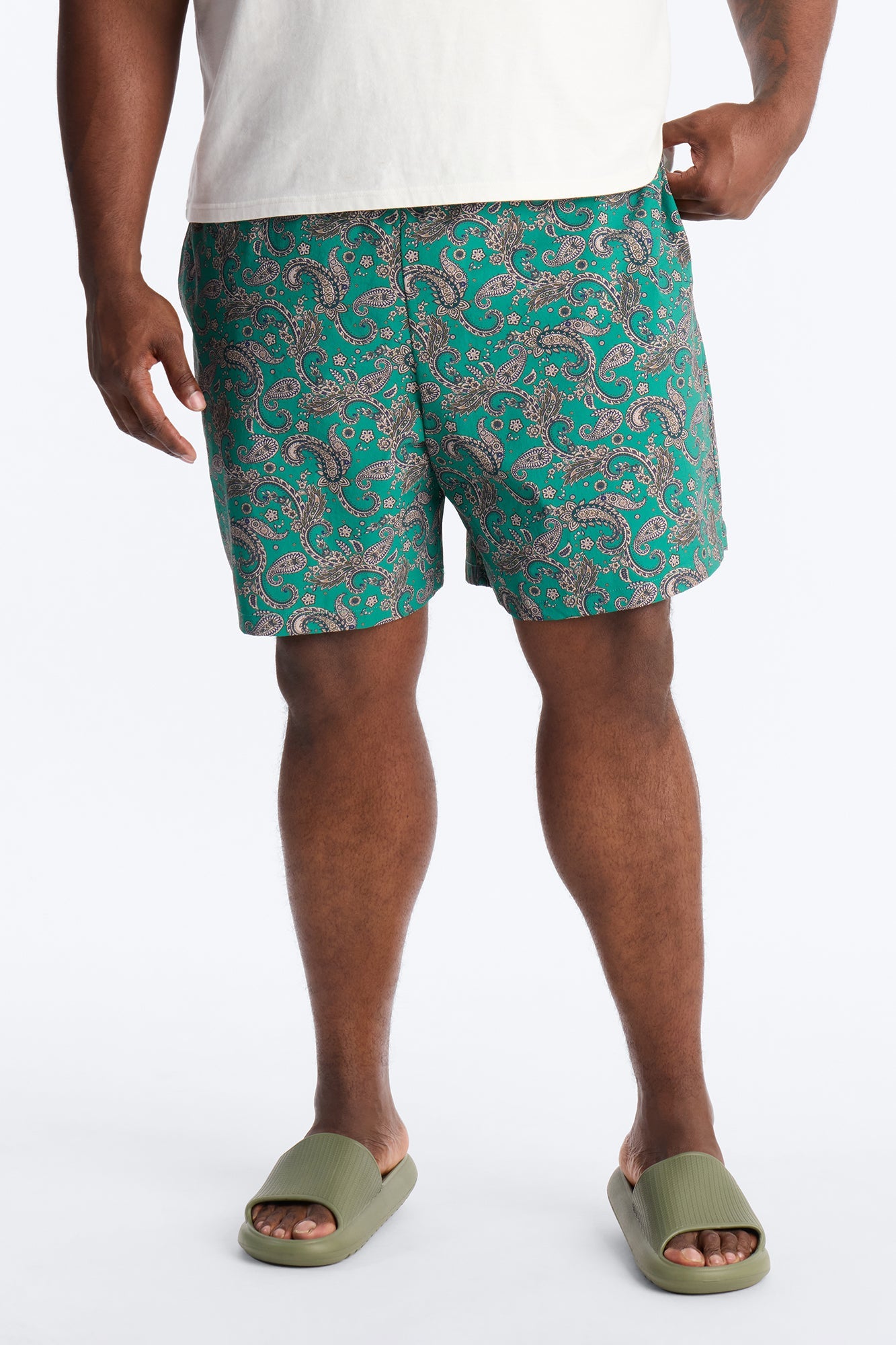 Paisley Elevated Printed Swim Trunk 7″ - Teal