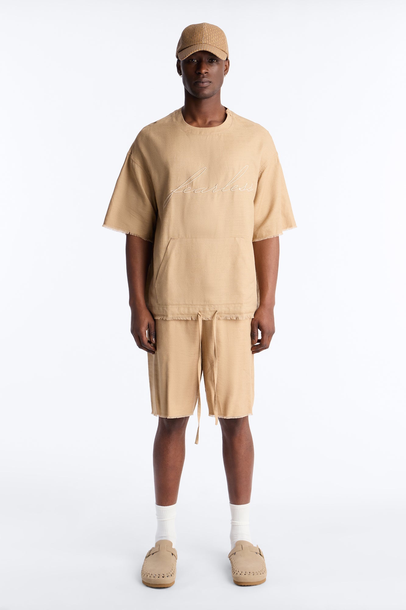 Relaxed Tropic Fearless Frayed Short - Tan