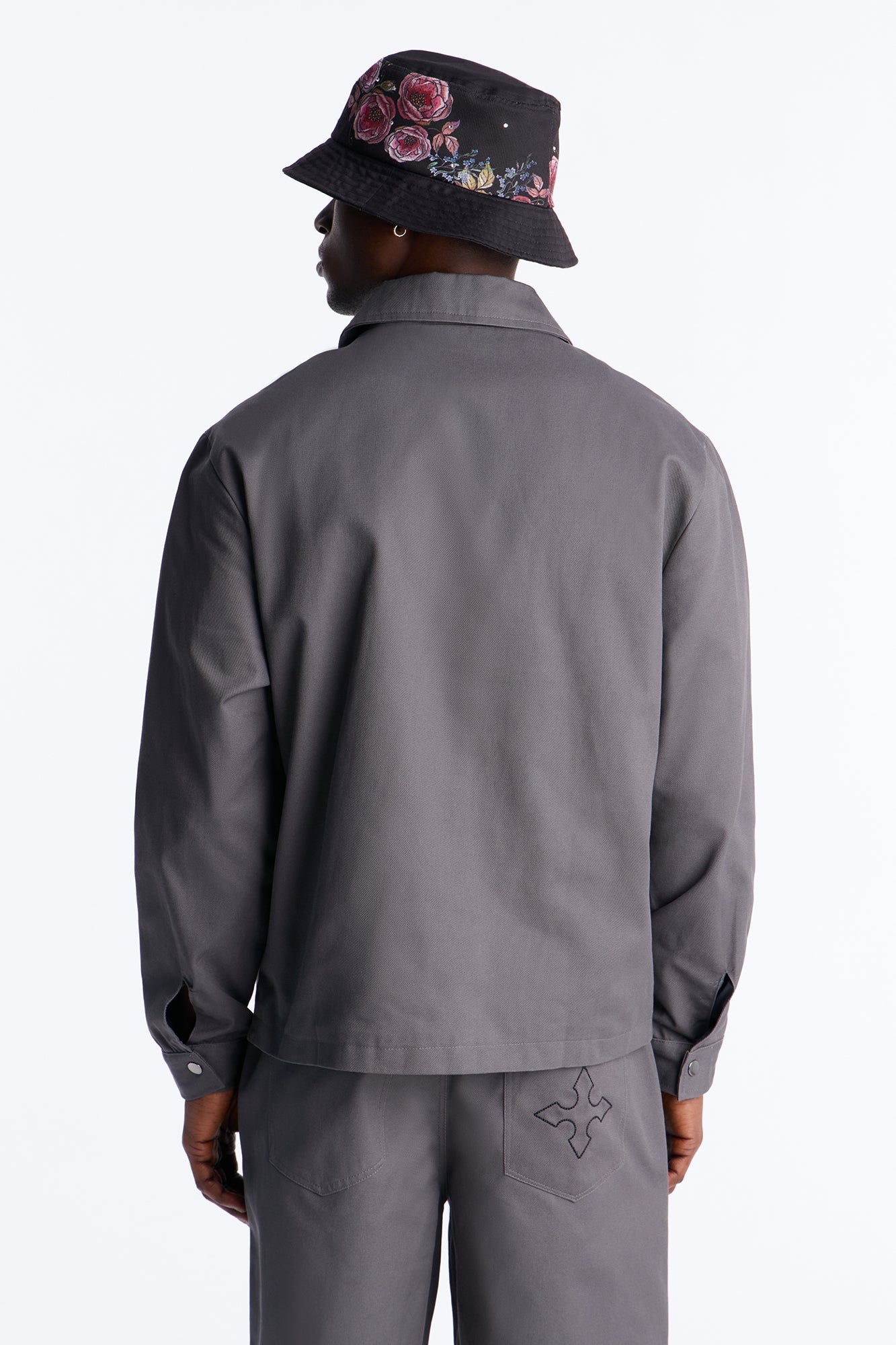 Vatican City Stitched Embellished Work Jacket - Grey