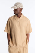 Oversized Tropic Fearless Polo Shirt - Tan