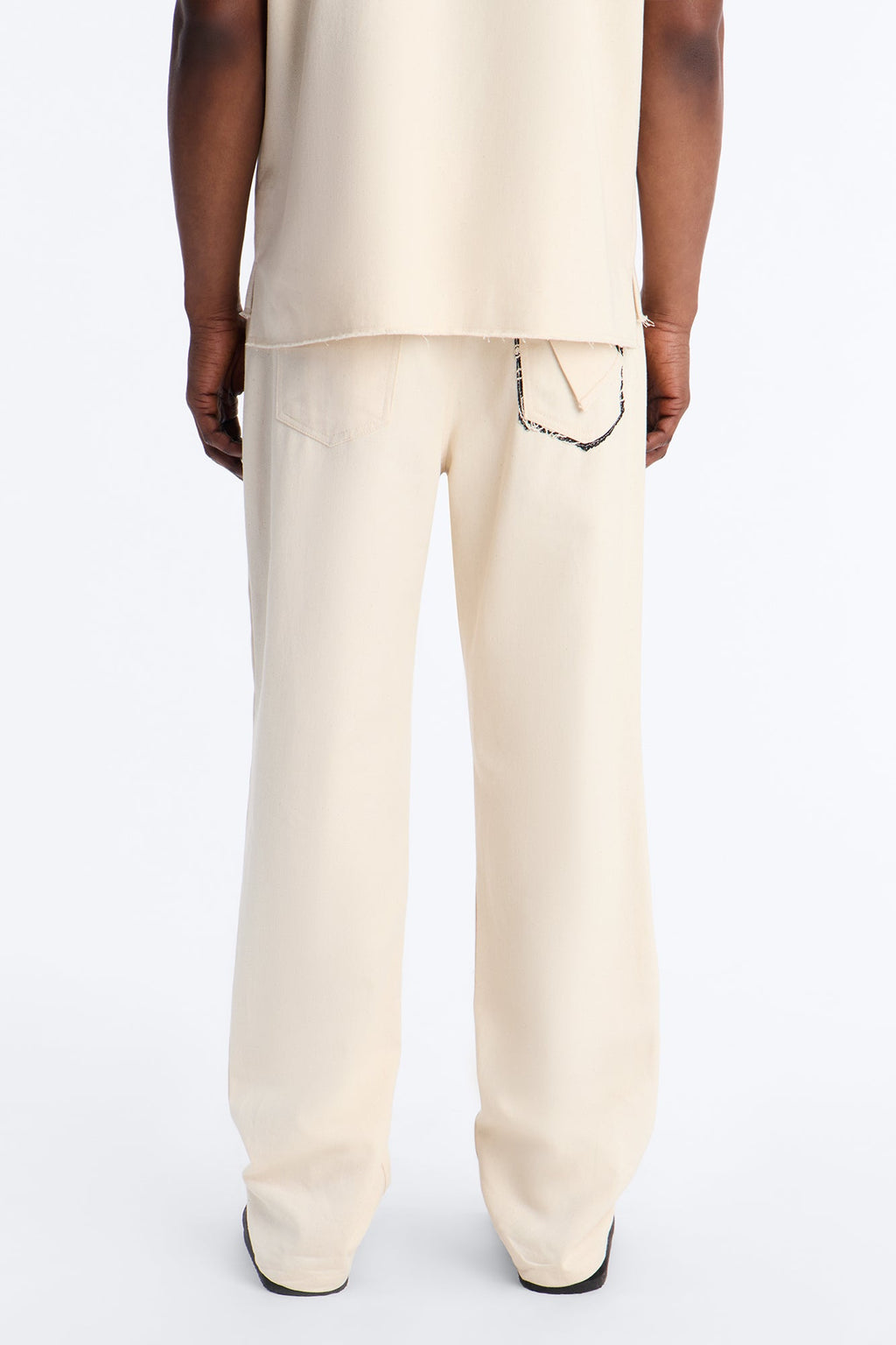 Straight Textured Paradise Thread Pant - Cream