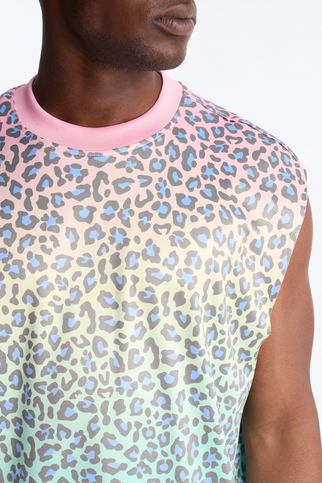 Relaxed Electric Rave Leopard Sleeveless Crew Neck Tank - Multi Color