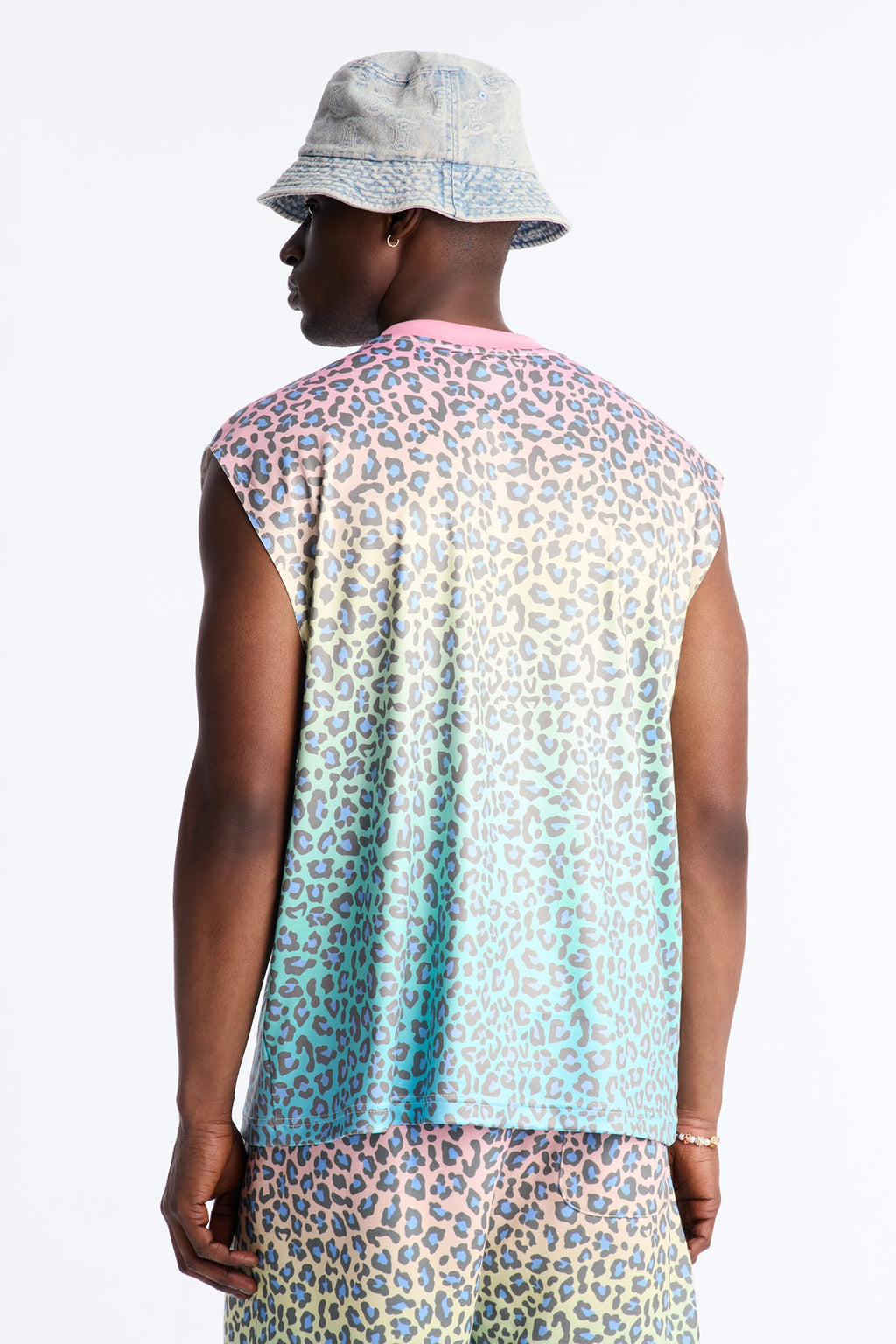 Relaxed Electric Rave Leopard Sleeveless Crew Neck Tank - Multi Color