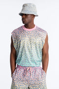 Relaxed Electric Rave Leopard Sleeveless Crew Neck Tank - Multi Color