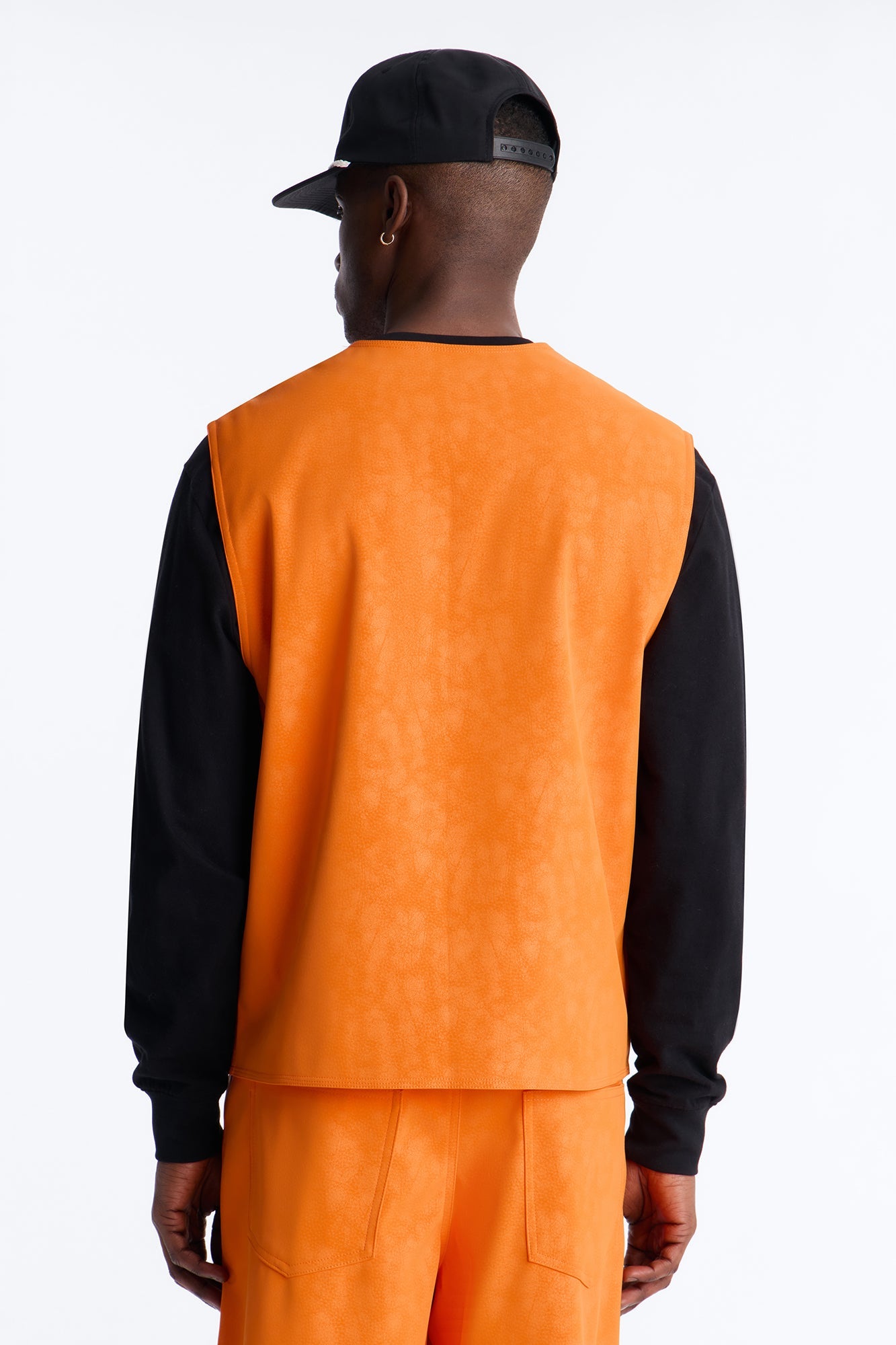 Rebel Hyde Faux Leather Vest - Orange