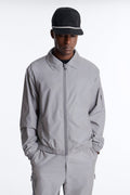 Cropped Relaxed Reflective Zip Bomber Jacket - Silver