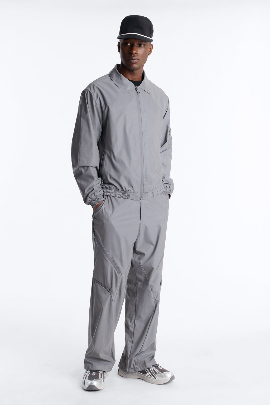 Baggy Reflective Zip Pant - Silver