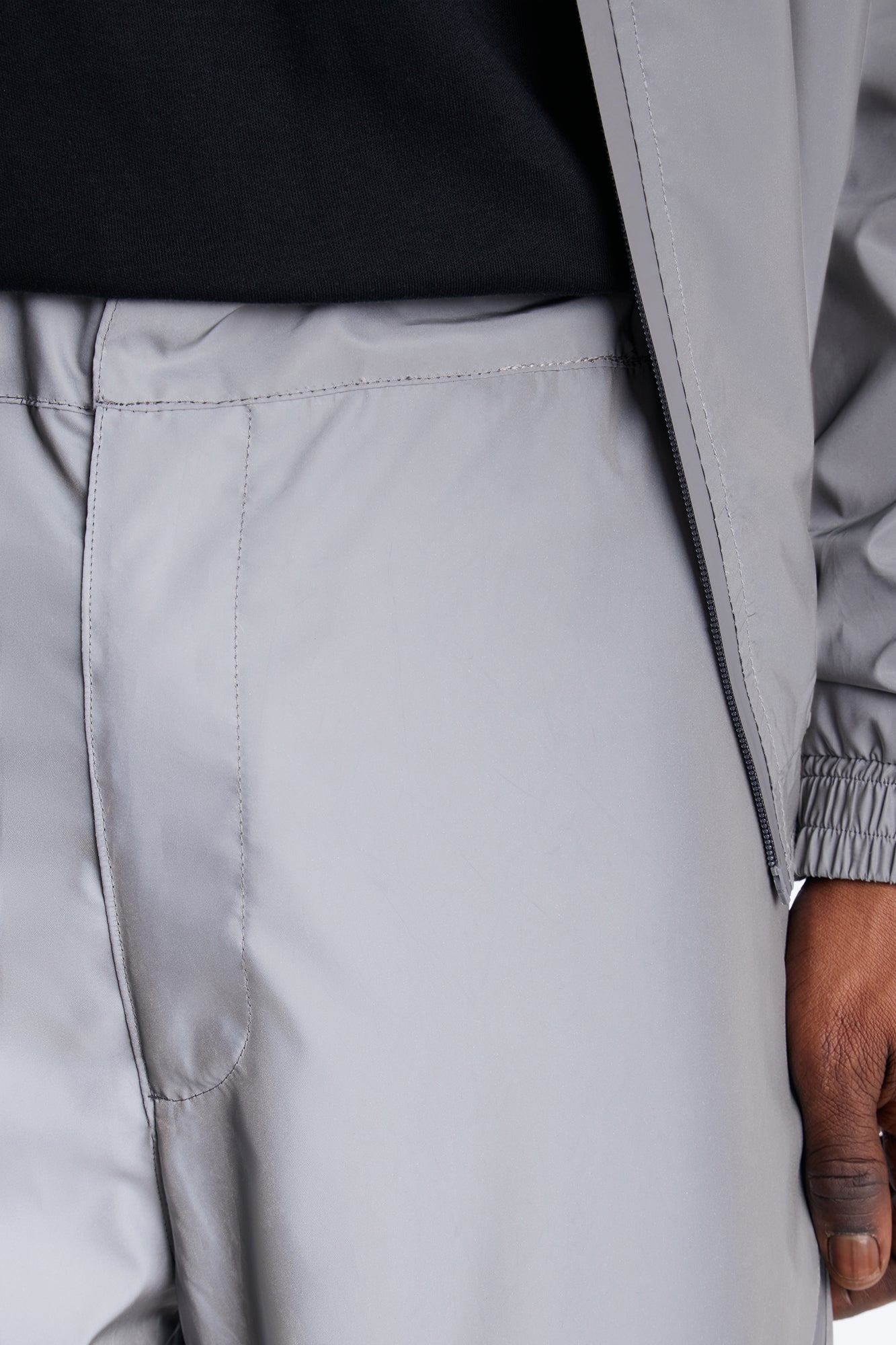 Baggy Reflective Zip Pant - Silver