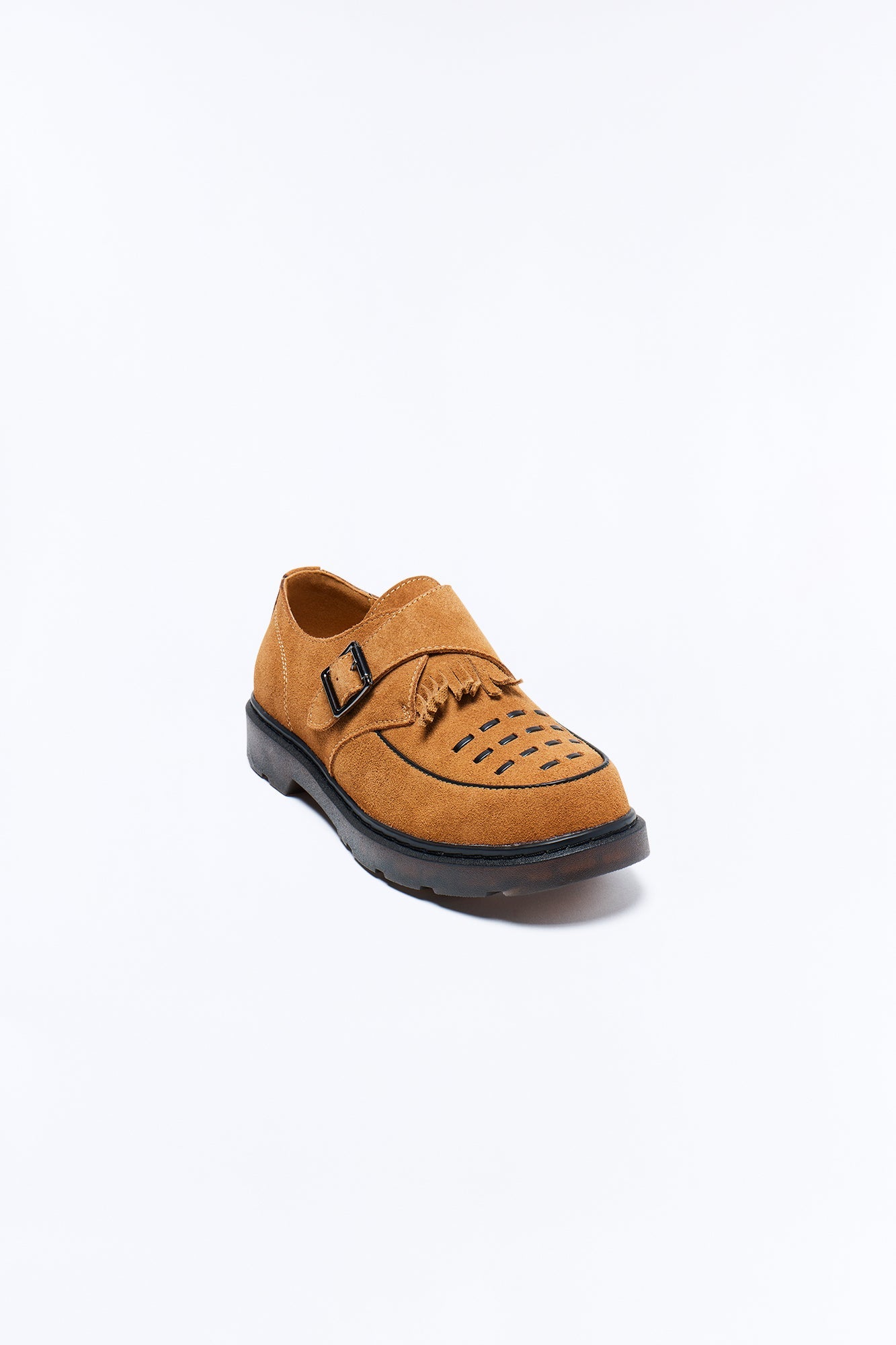 Genuine Suede Monk Strap Loafer - Brown