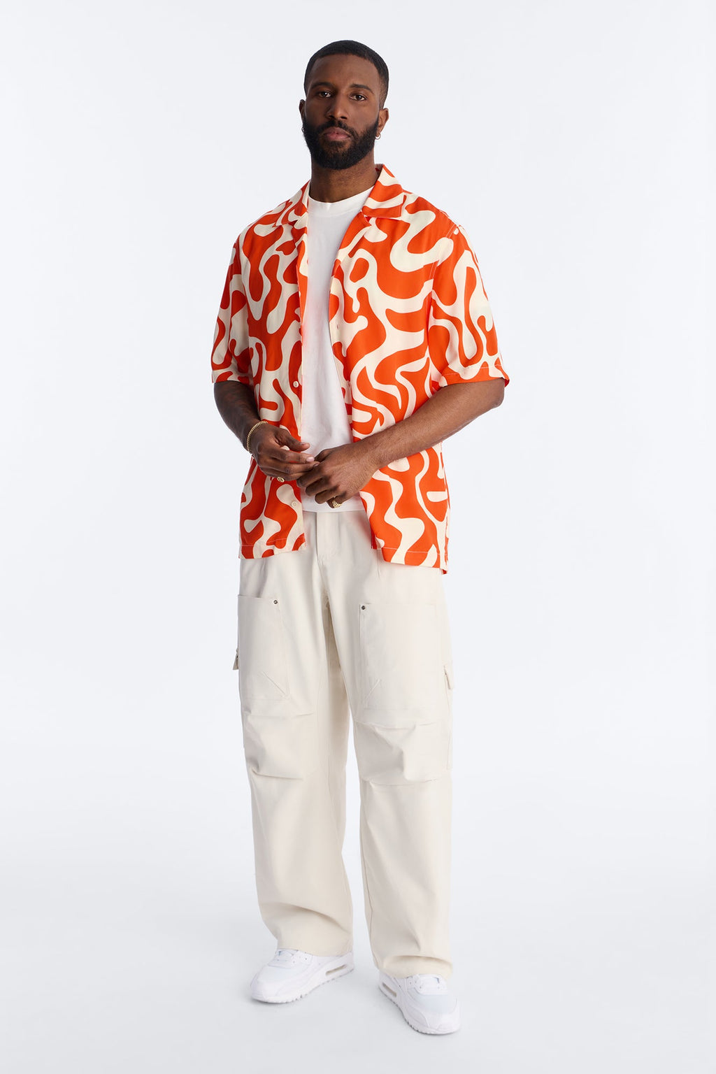 Bold Metric Cuban Shirt - Orange