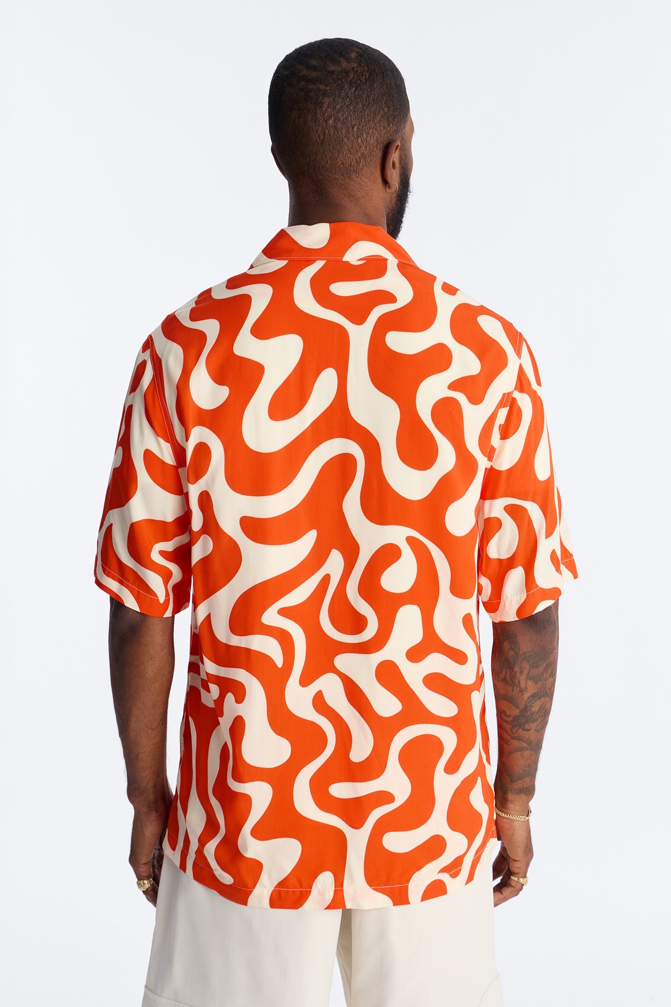 Bold Metric Cuban Shirt - Orange