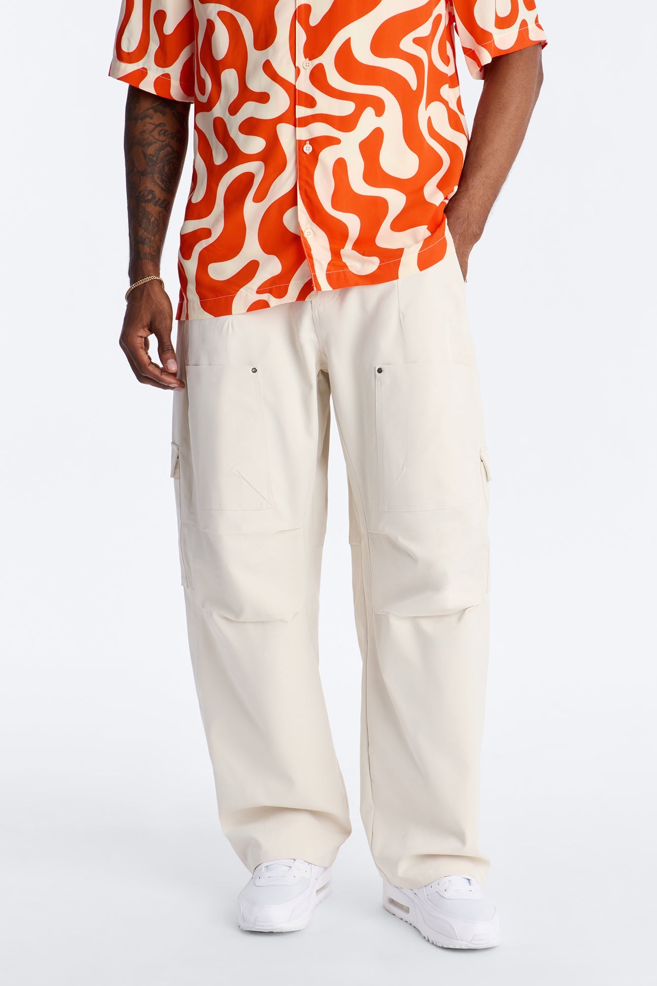 Barrel Fit Node Cargo Pant - Cream