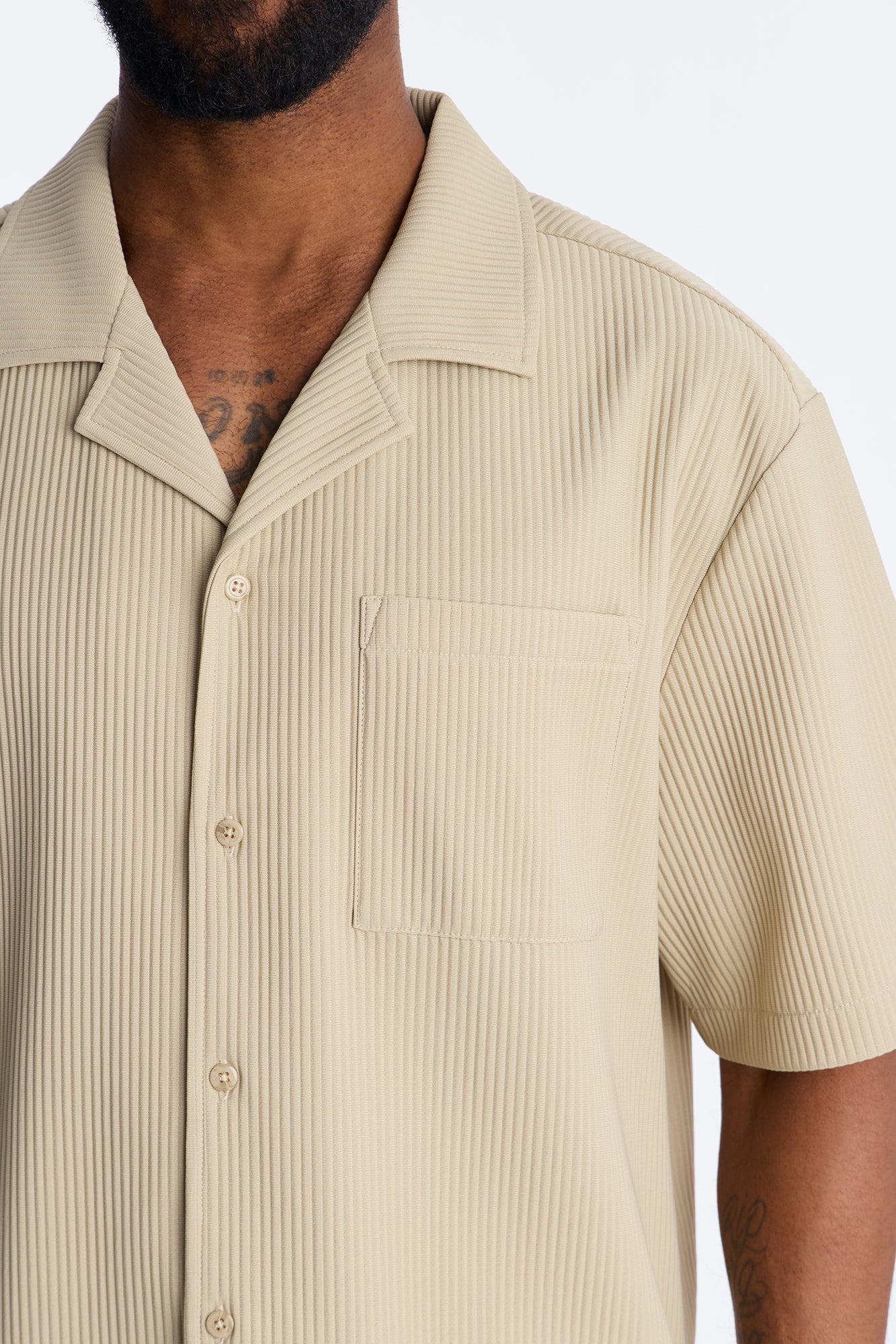 Show Up Short Sleeve Cuban Shirt - Stone