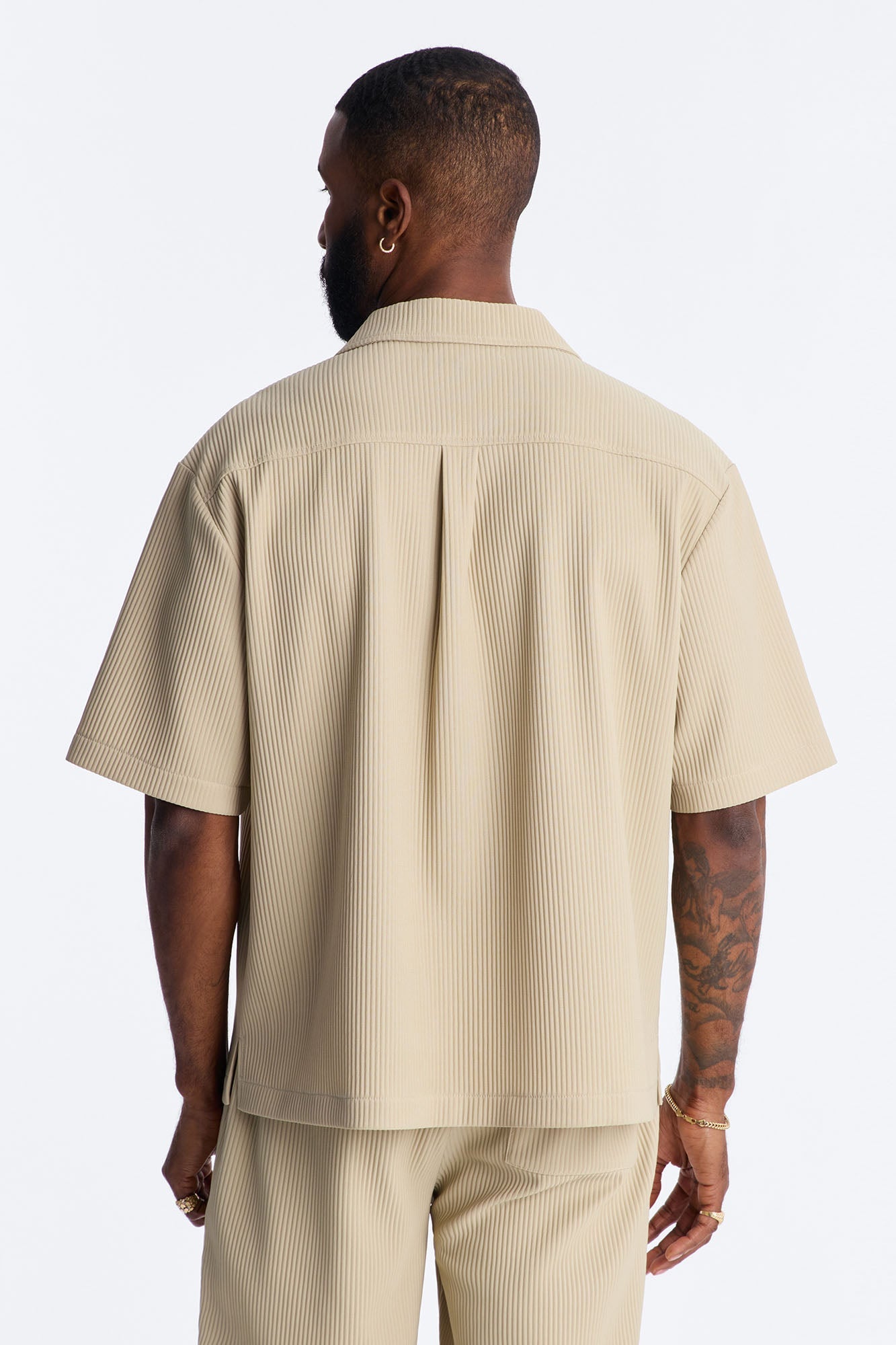 Show Up Short Sleeve Cuban Shirt - Stone