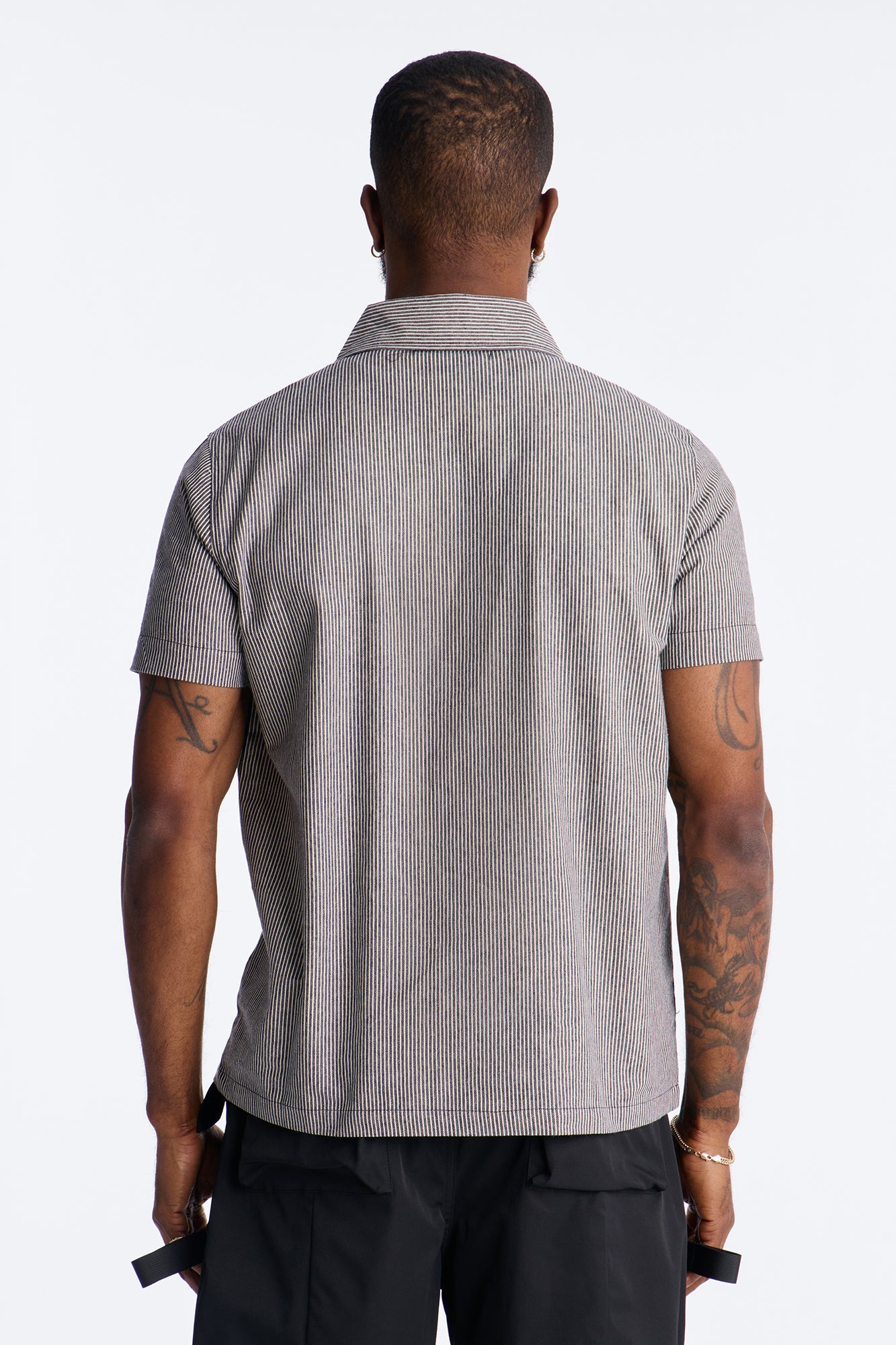 Hot Road Quarter Zip Short Sleeve Polo - Grey