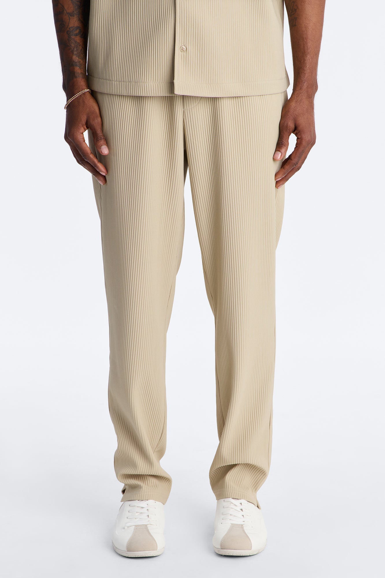 Show Up Slim Slit Pants - Stone