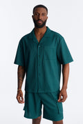 Show Up Short Sleeve Cuban Shirt - Teal