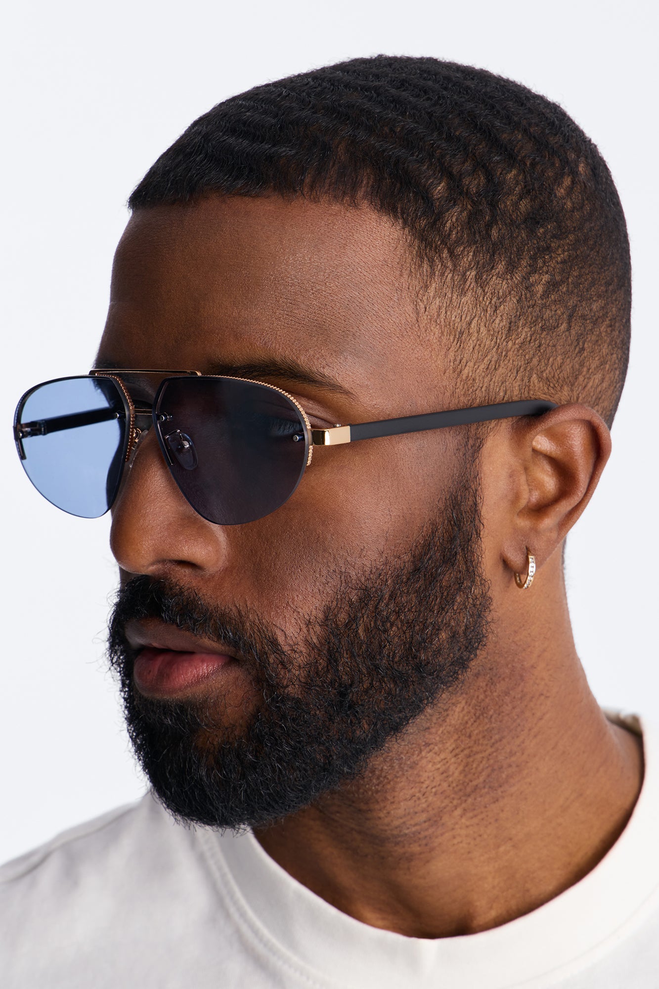 High End Aviator Sunglasses - Black/Blue