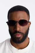 Embellished Round Frameless Metal Sunglasses - Gunmetal