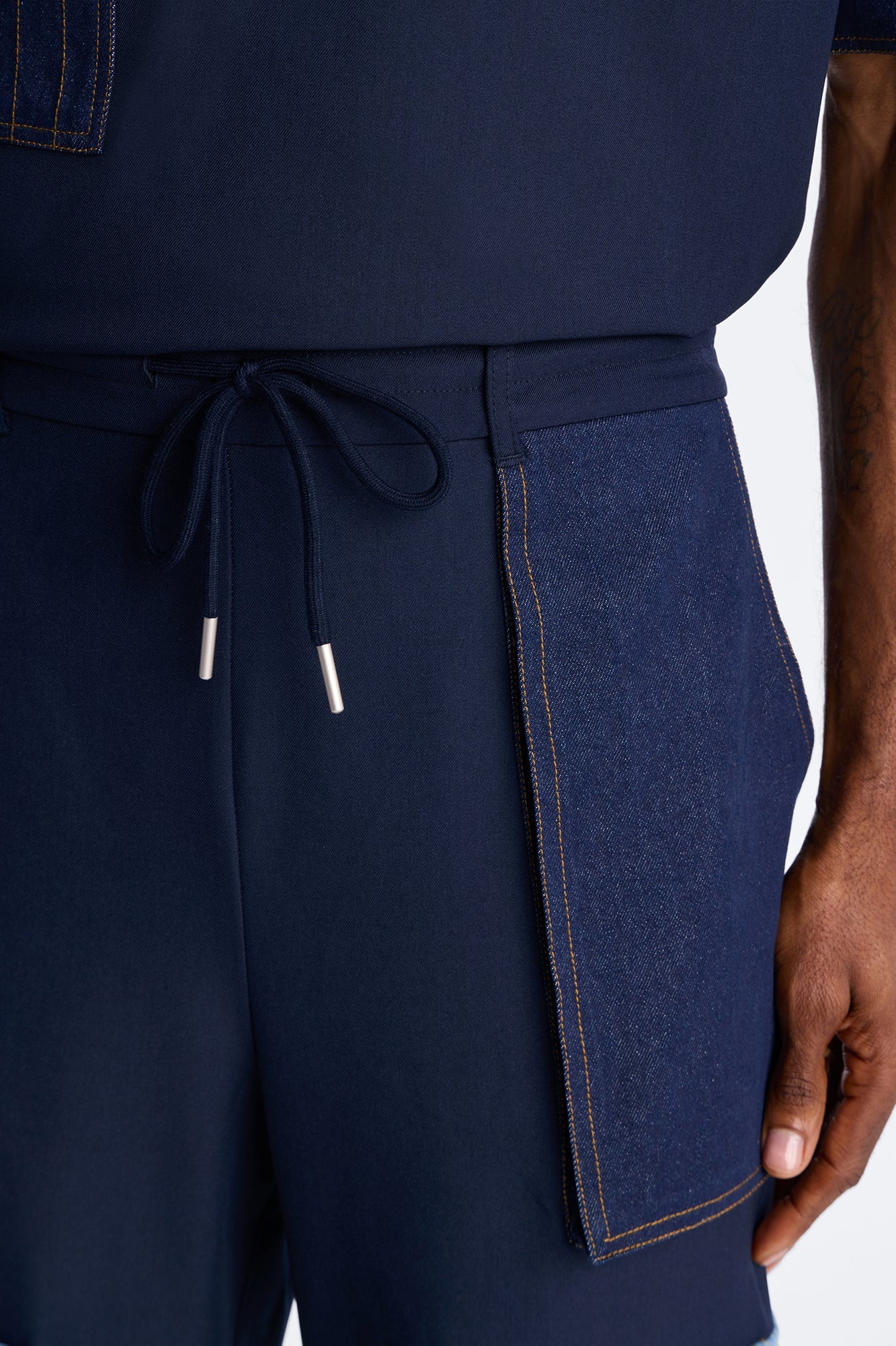 Baggy Blueprint Contrast Cargo Pant - Indigo