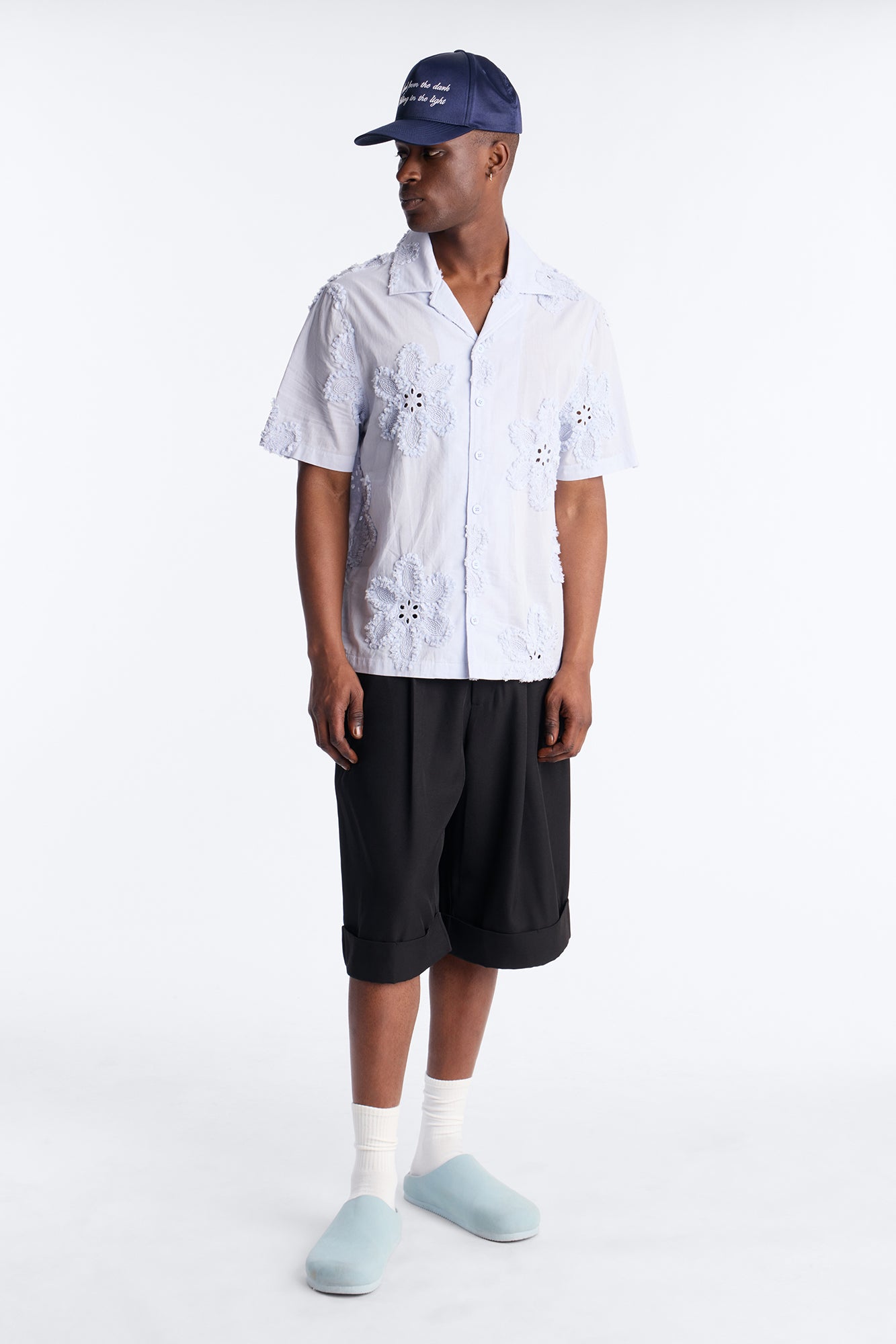 Dusty Bloom Cuban Collar Shirt - Light Blue