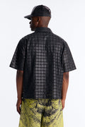 Relaxed Sunset Fever Faux Leather Polo - Black