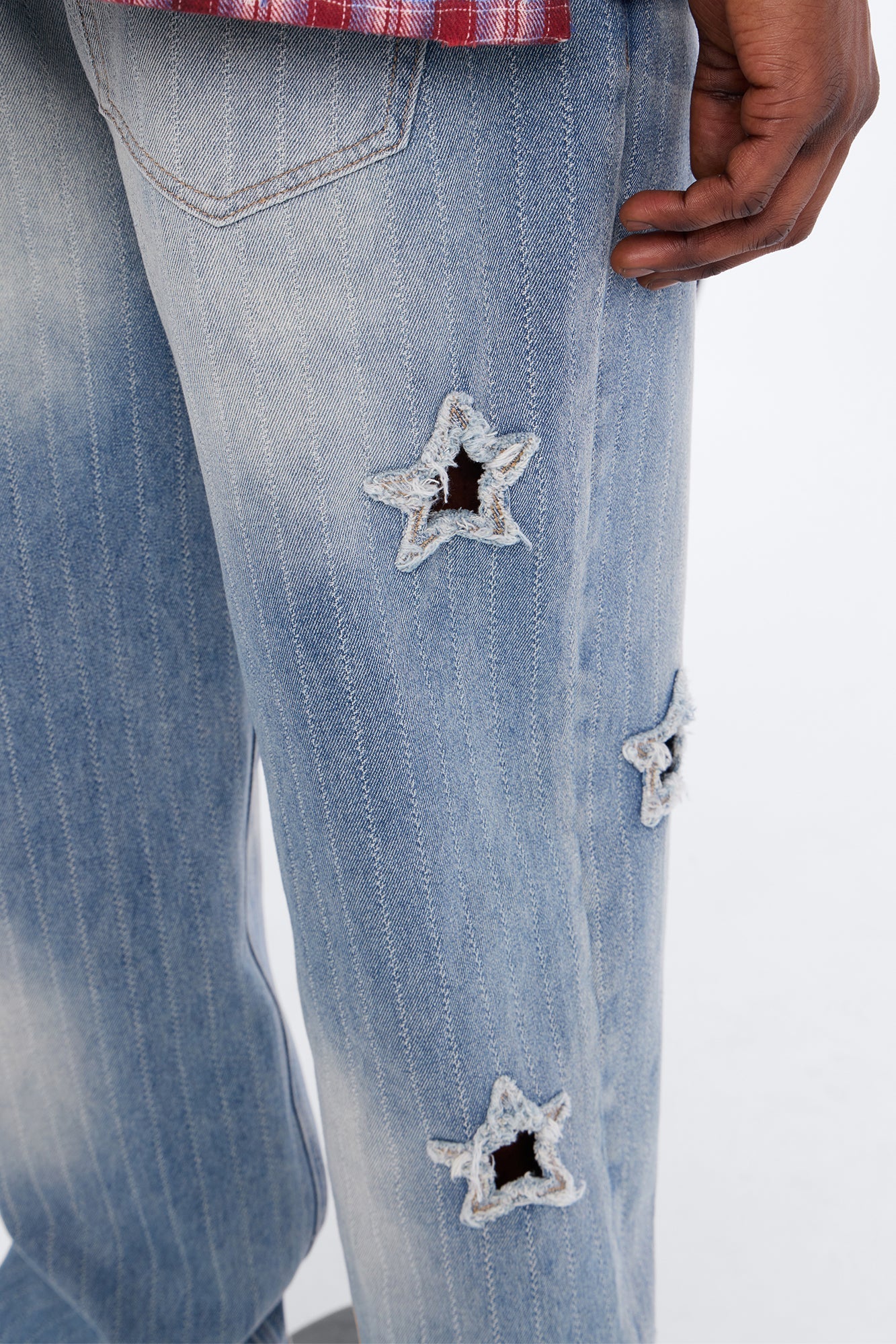 Relaxed Straight Fragmented Star Gaze Jean - Vintage Blue Wash