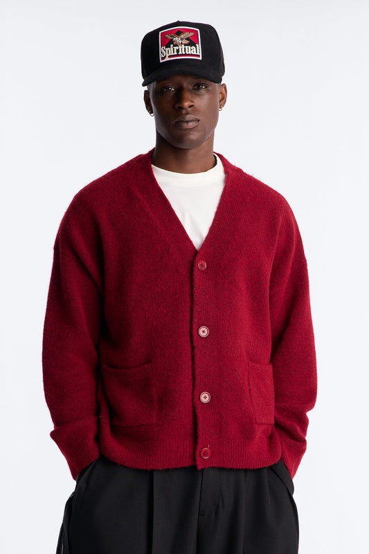 Cropped Harbor Ash Cardigan - Burgundy