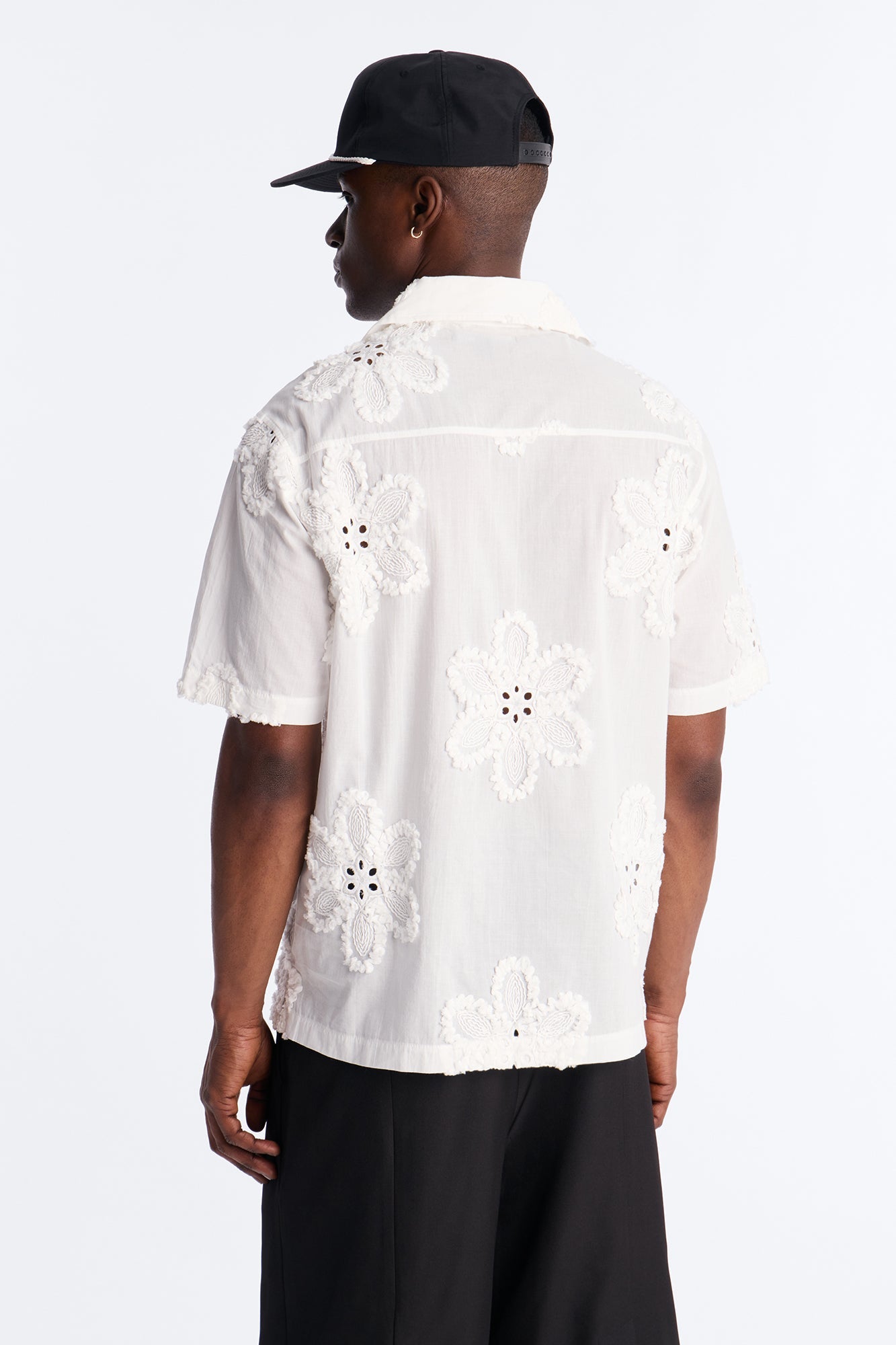 Dusty Bloom Cuban Collar Shirt - White